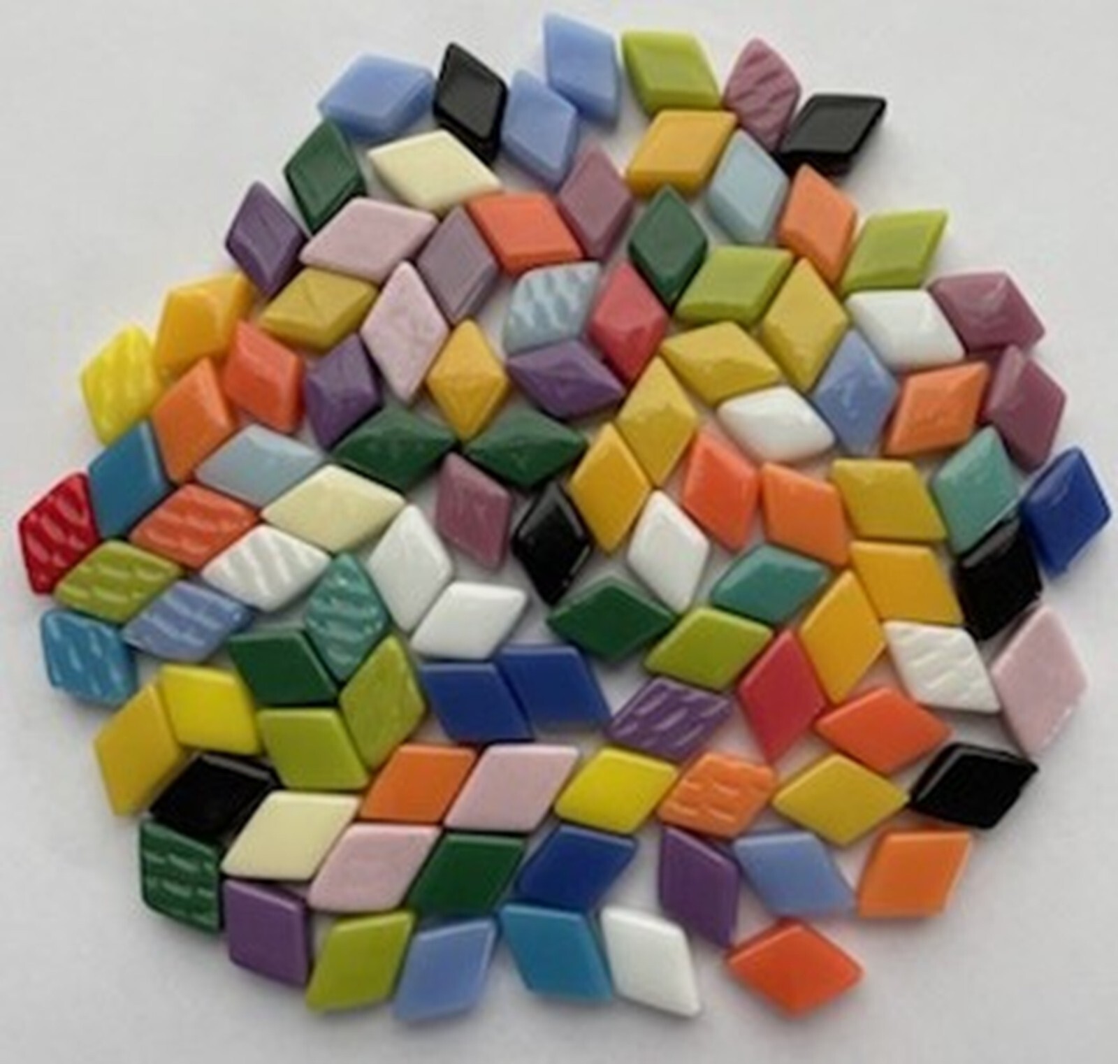 50 Diamond Shaped Glass Mosaic Tile Pieces -Mixed Assorted Colors -12 MM X 19 MM