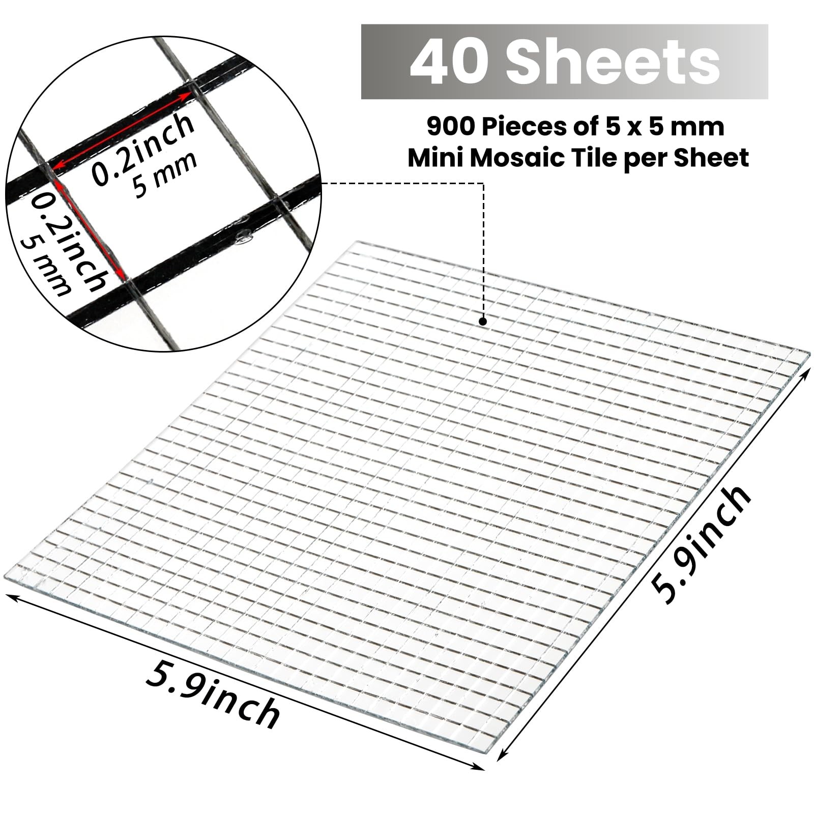 SOUJOY 36000 Pieces Mirror Mosaic Tiles, 5 x 5 mm Self 5 x 5 mm, Silver
