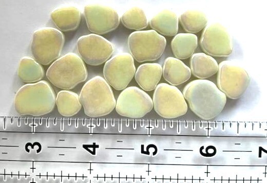 25 Tiles Iridescent Ivory Creme Petal Flower Shapes Glass Mosaic Tile Pieces