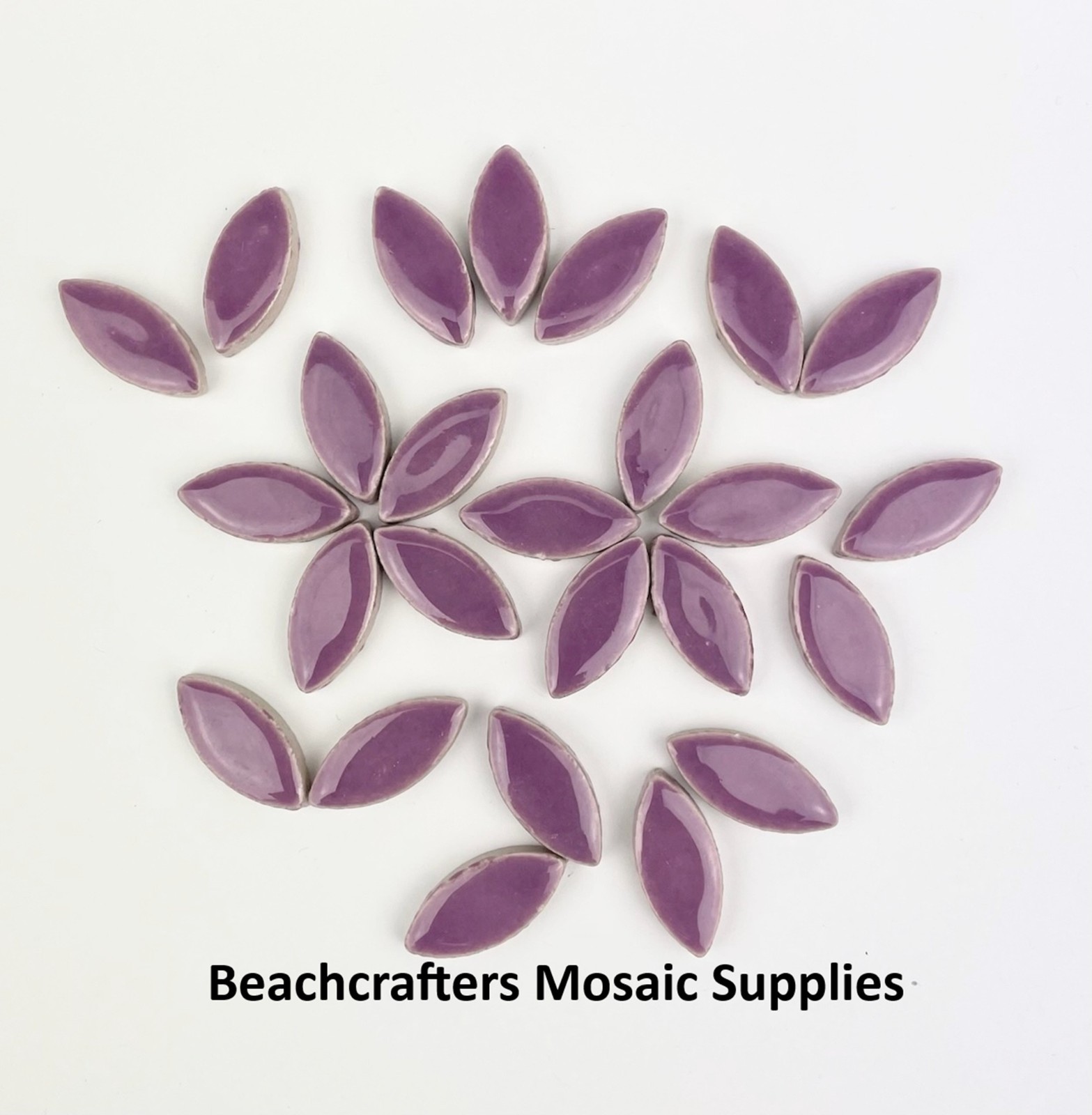 Purple Petals Ellipse Ceramic Mosaic Tile Pieces – 25 Tiles – 25 mm x 11 mm