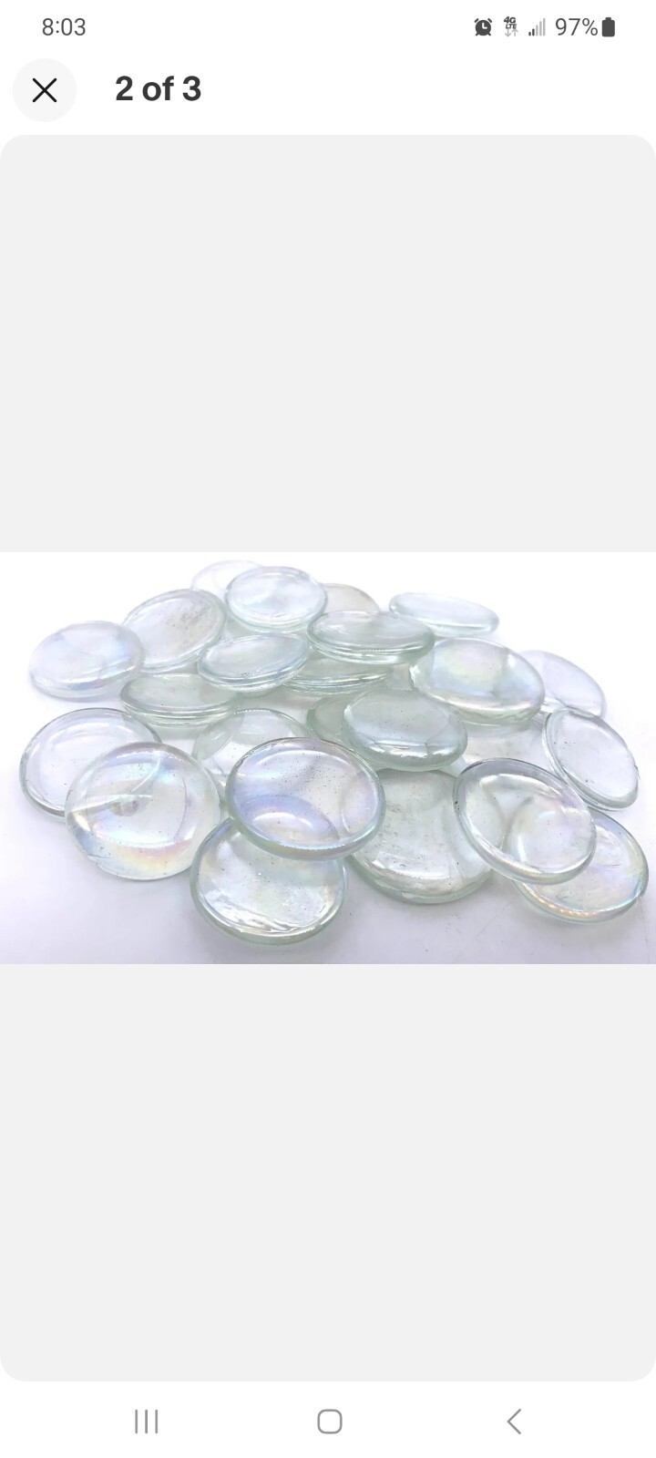 1.18 to 1.5″ Ice Clear Round Large Flat Iridescent Glass Gems Mega Marbles Vacor