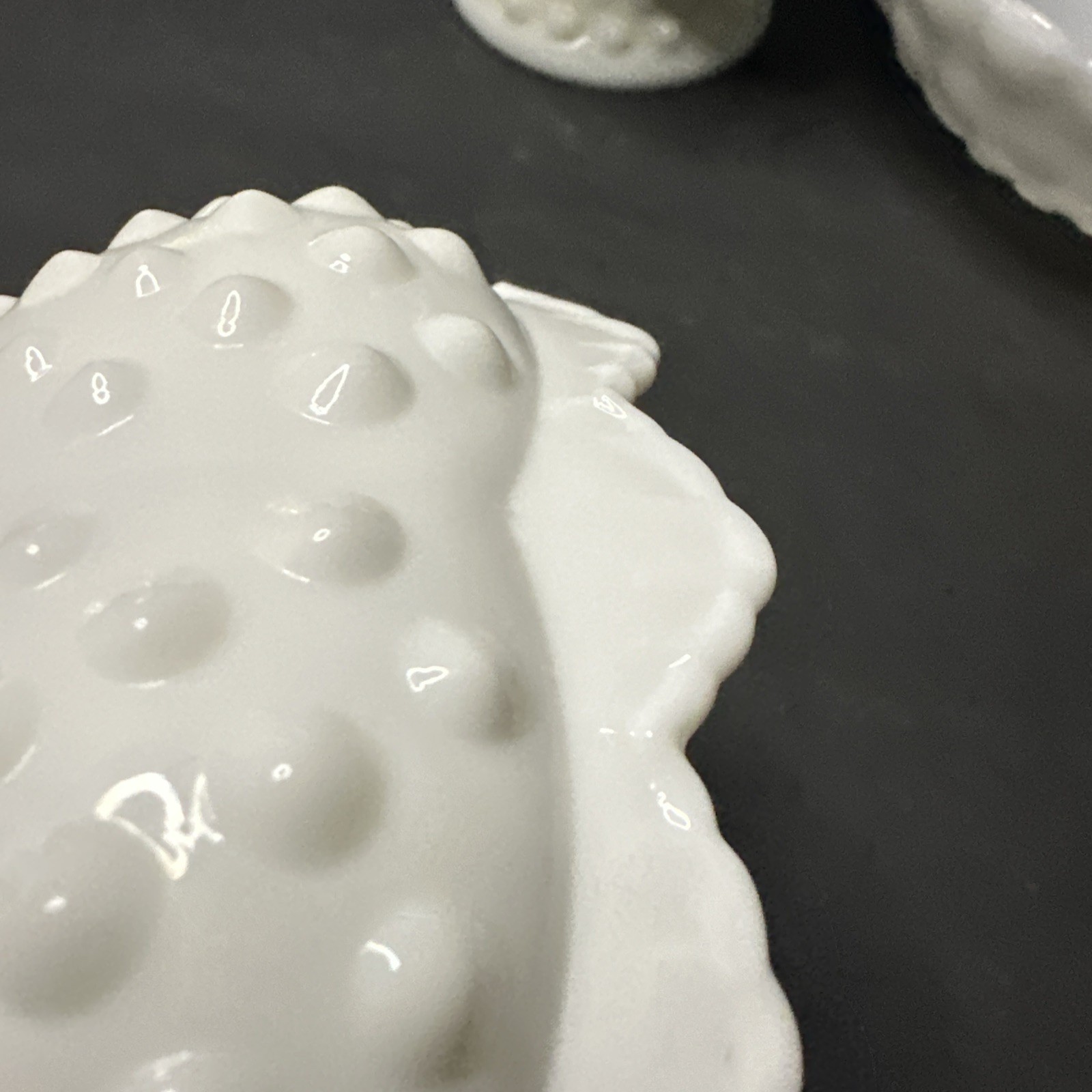 RARE set of 3 opal glass items with a hobnail pattern, manufactured by Fento#R15