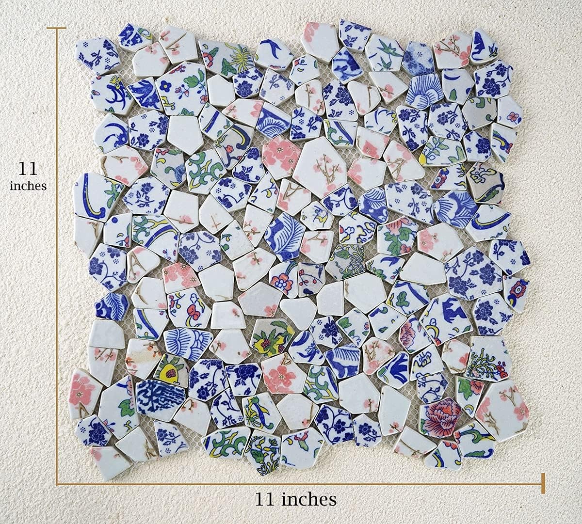 Lanyani Broken Ceramic Porcelain Tiles for Mosaic 11×11 inches, Pattern-1