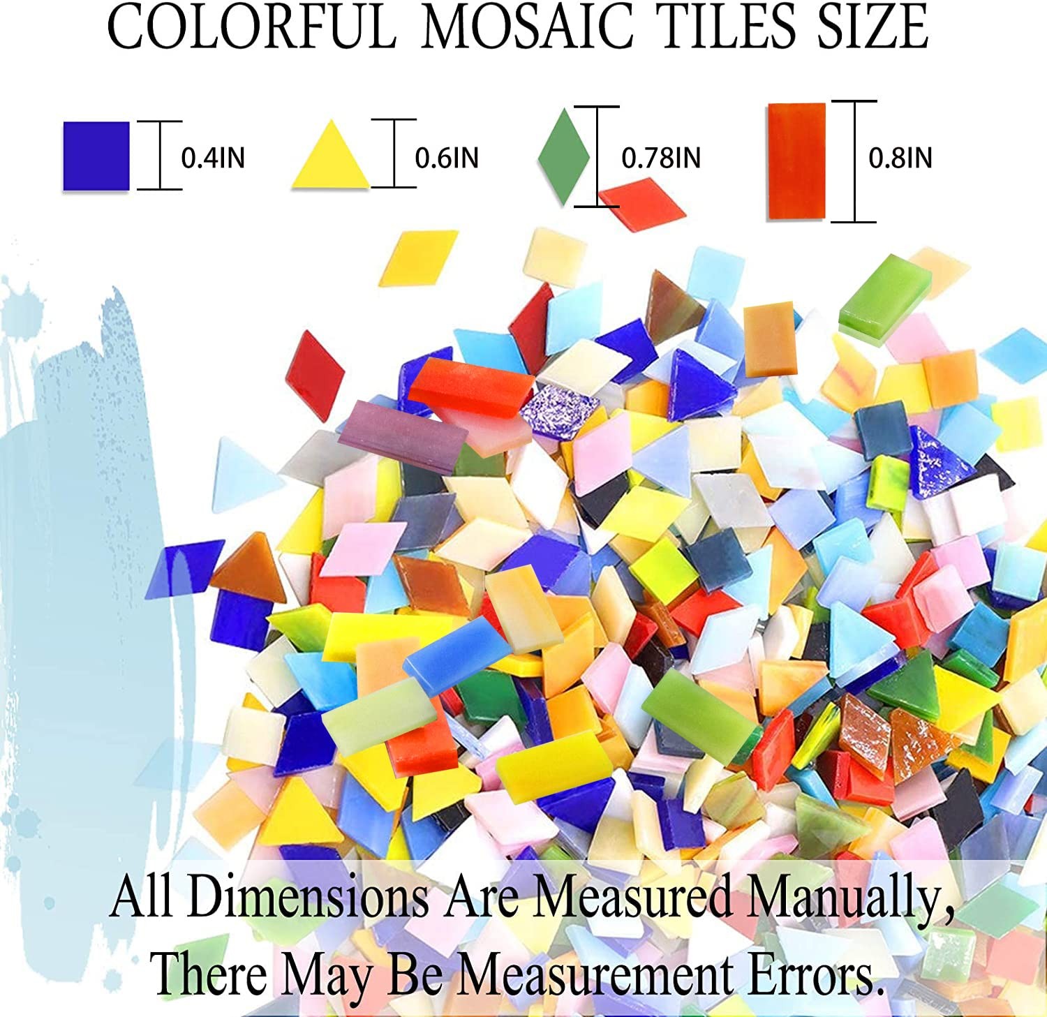 Bulk Mosaic Glass Tiles Opaque Mixed Color 1100 Pcs Stained Glass Mosaic Tiles