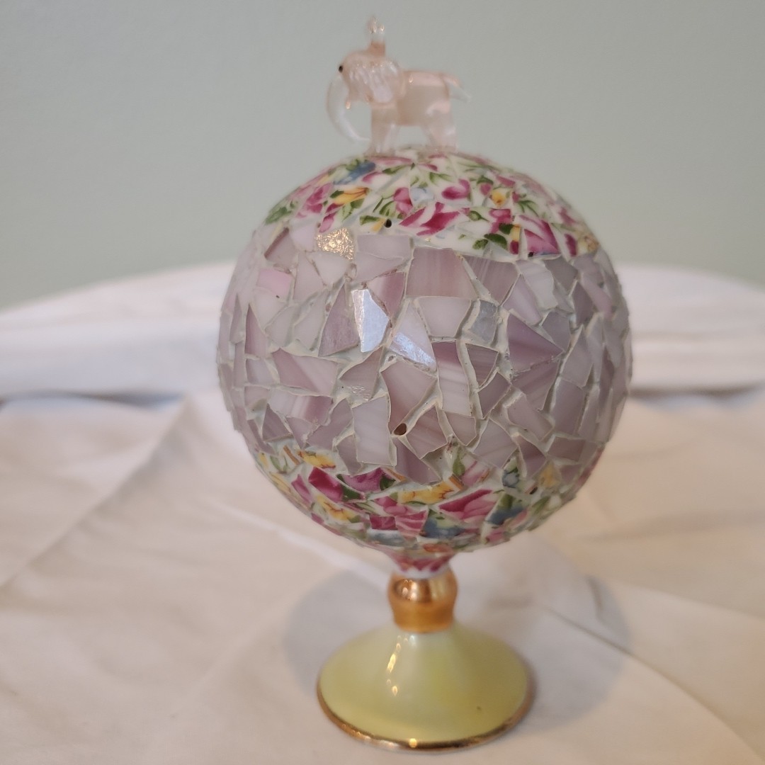One Of A Kind Mosaic Tile, Glass And Bead Decorative Ball