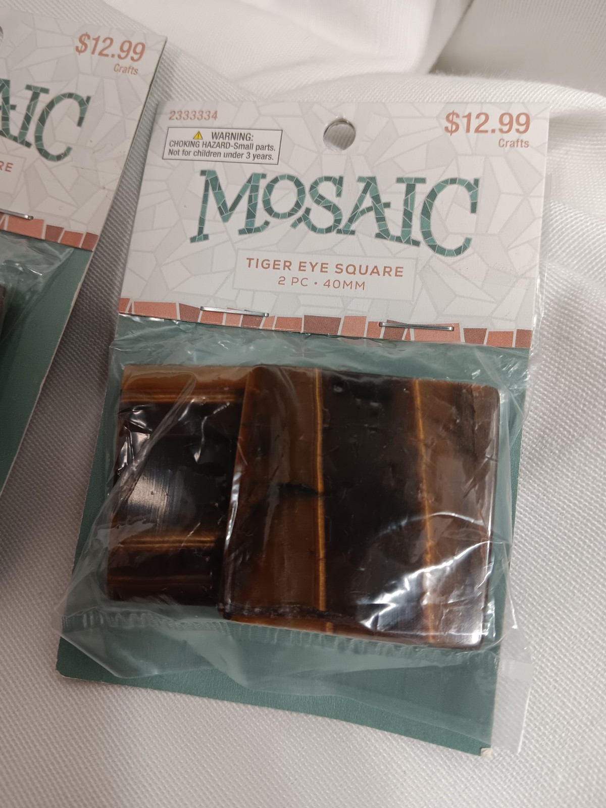 Mosaic Tiger Eye Squares Lot Of 2 Crafting Hobby