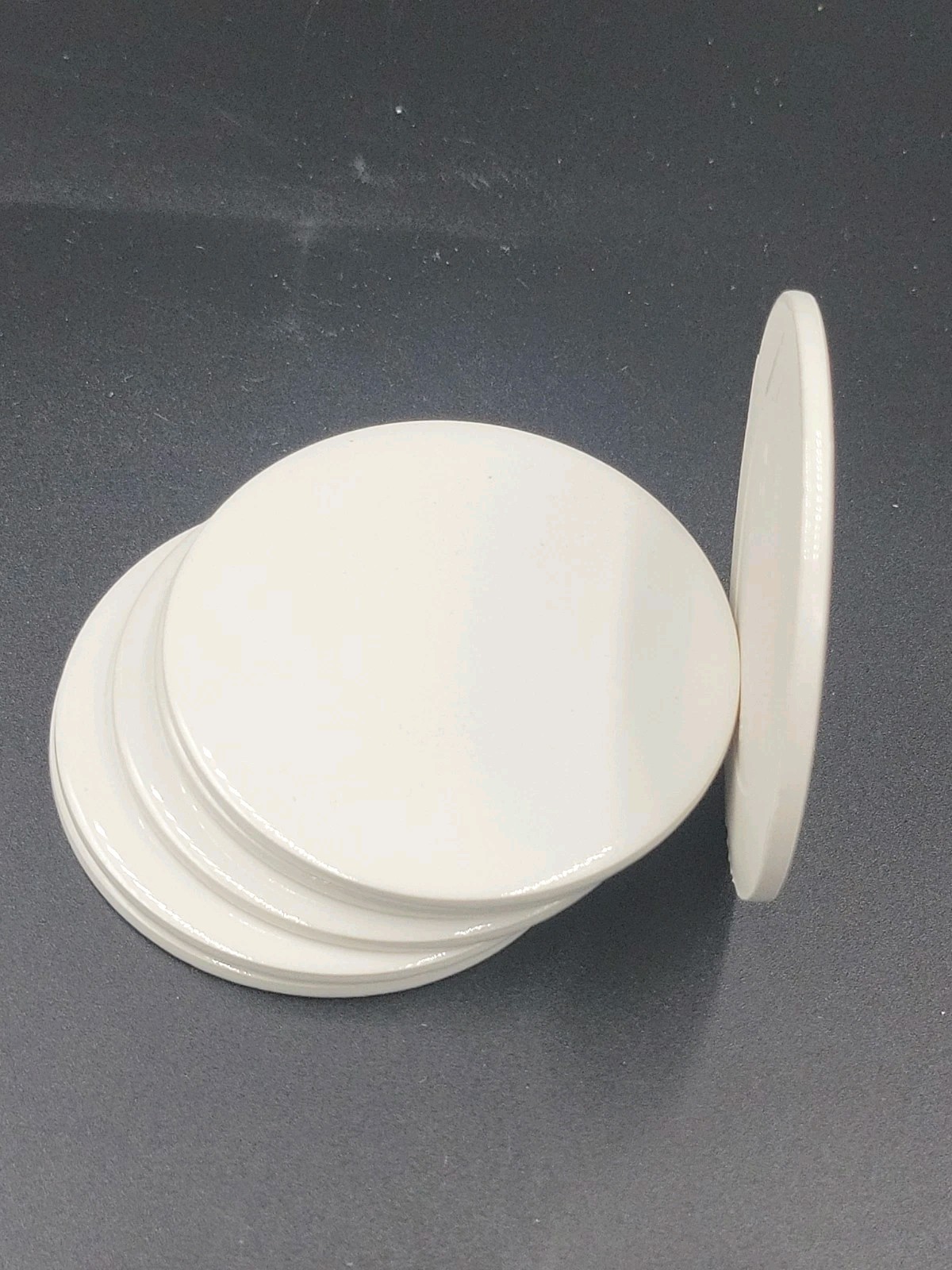 H & R JOHNSON Round White Tiles 2-5/8″ Gliss Ceramic Wall +Jewelry Insert Craft