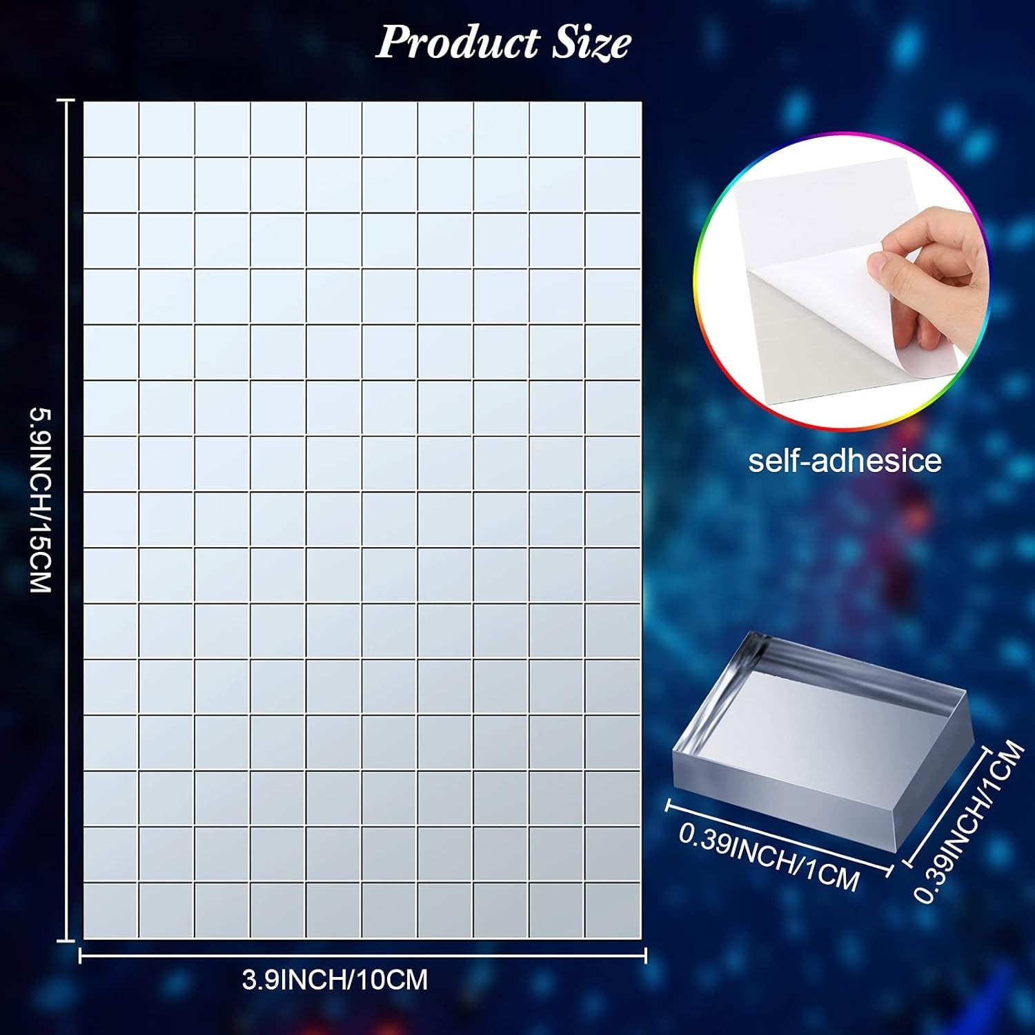 900 Pieces Mirrors Mosaic Tiles Disco Ball Mirror Self Adhesive Real Square Glas