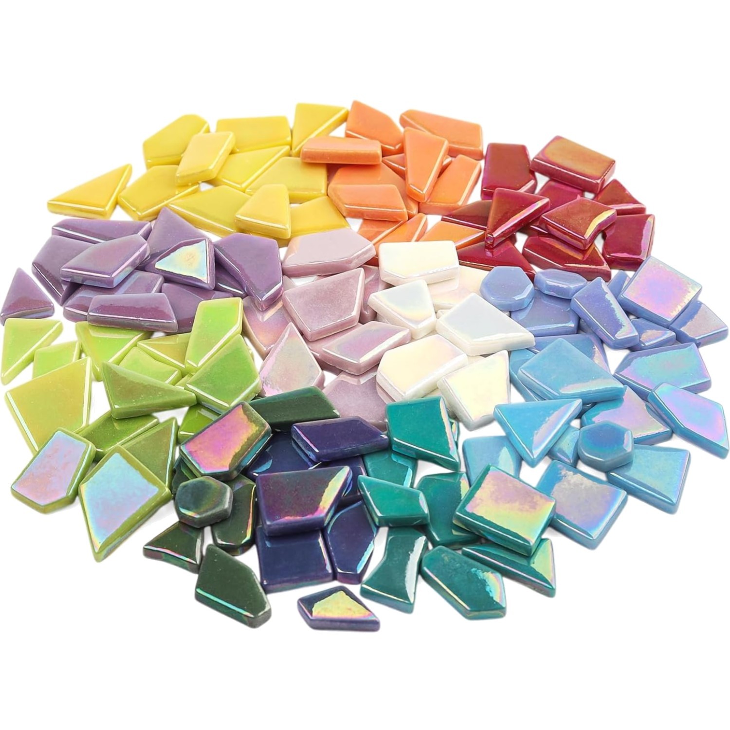 Iridescent Glass Mosaic Tiles 200g for Crafts DIY Home Garden Art