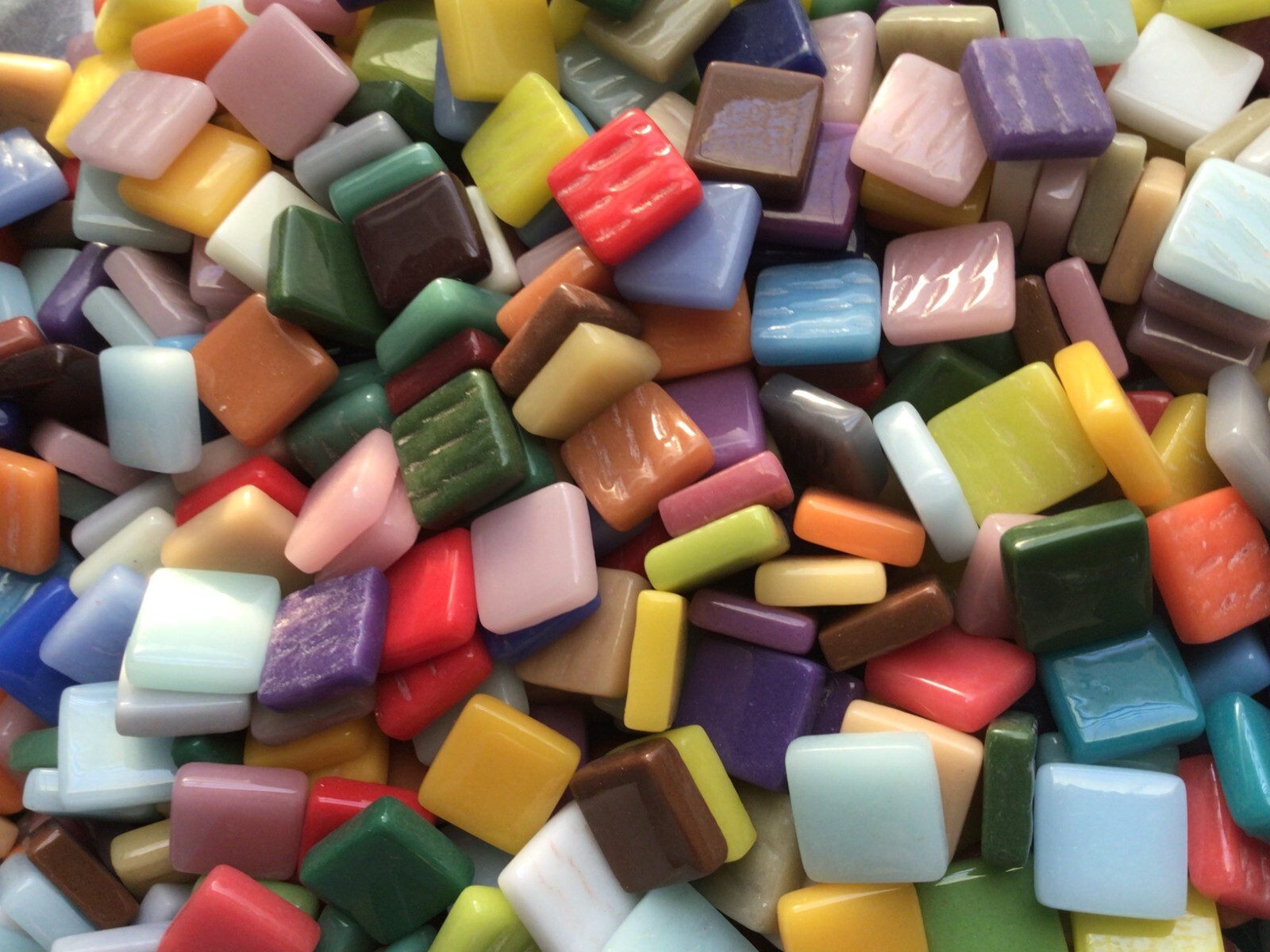 100 Tiles Glass Square Mosaic Tile Pieces – 12 mm x 4 mm – Mixed Colors