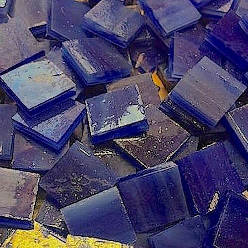 1/2″ DEEP BLUE: Stained Glass Mosaic Tiles (100 PIECES)