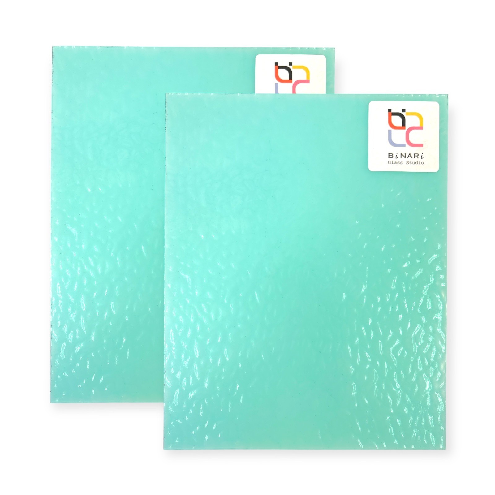 2 Pack Pale Aqua English Muffle Stained Glass – Vintage Ripple Texture | BiNARi