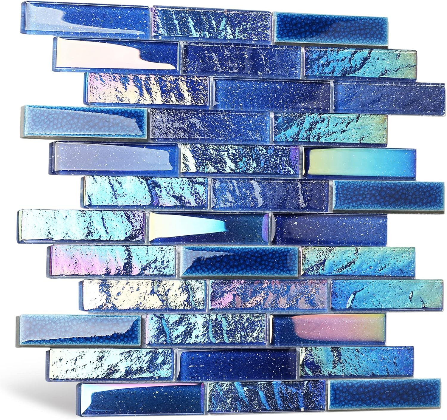 Blue Glass Porcelain Tile Box of 5 Square Feet Iridescent Starry Sky Backsplash