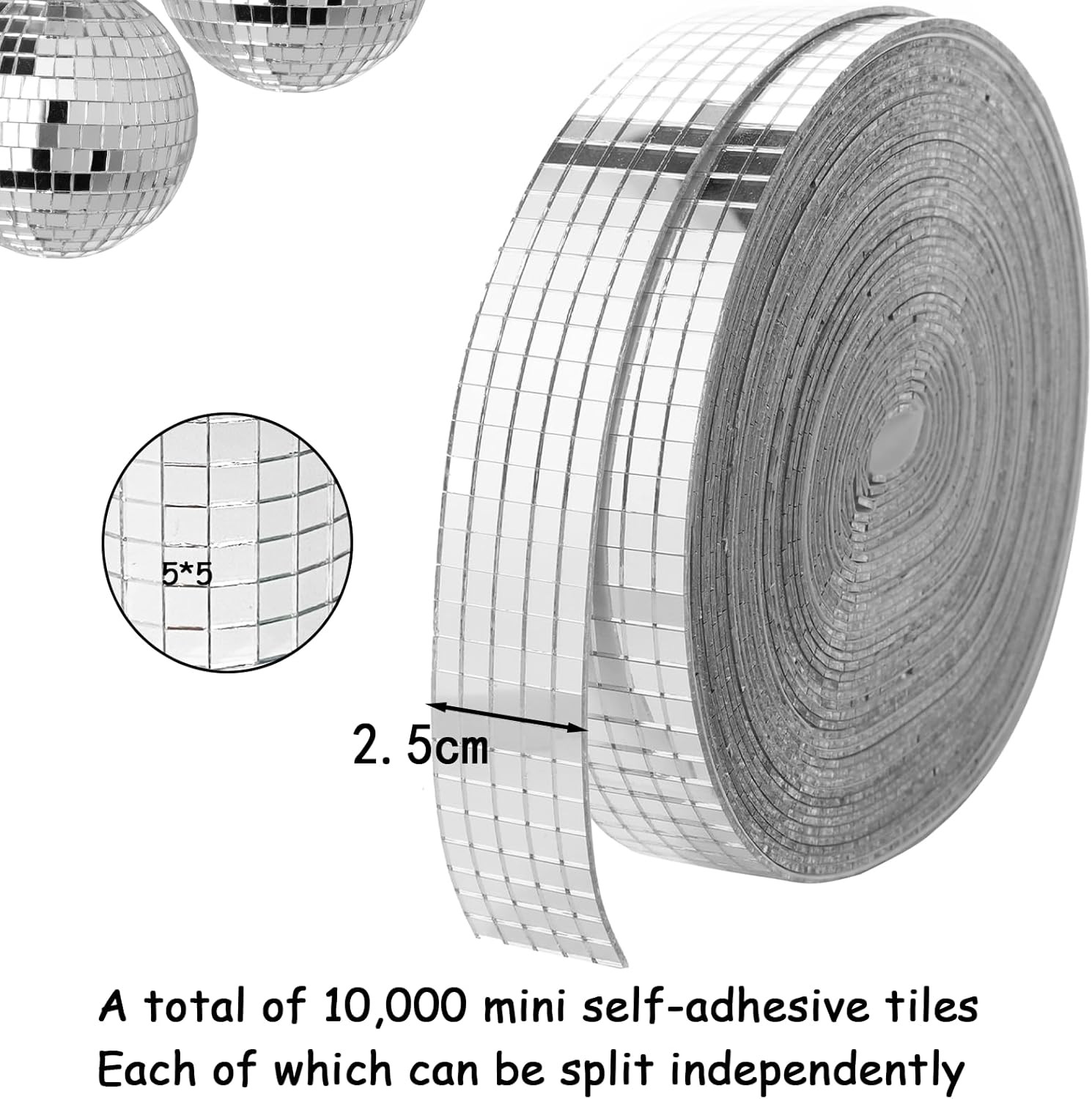 Disco Ball Mirror Tiles Self Adhesive Disco Ball Tapes Stickers Small Square Mir