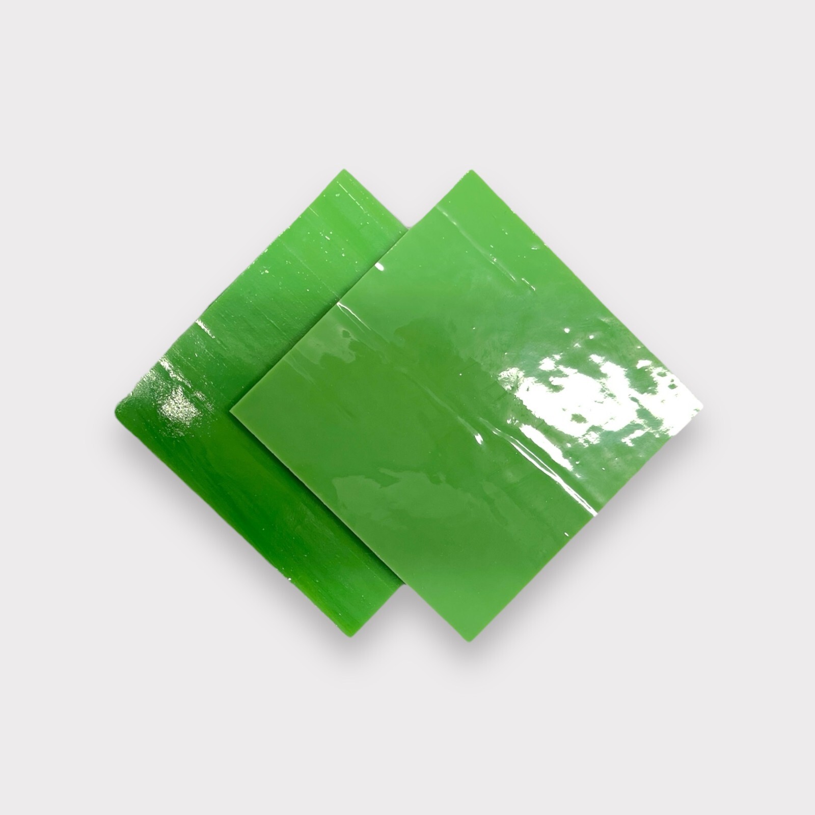 2 Pack Olive Green/Blue Prisma COE 96 Fusible Glass Sheets / Mosaic Squares