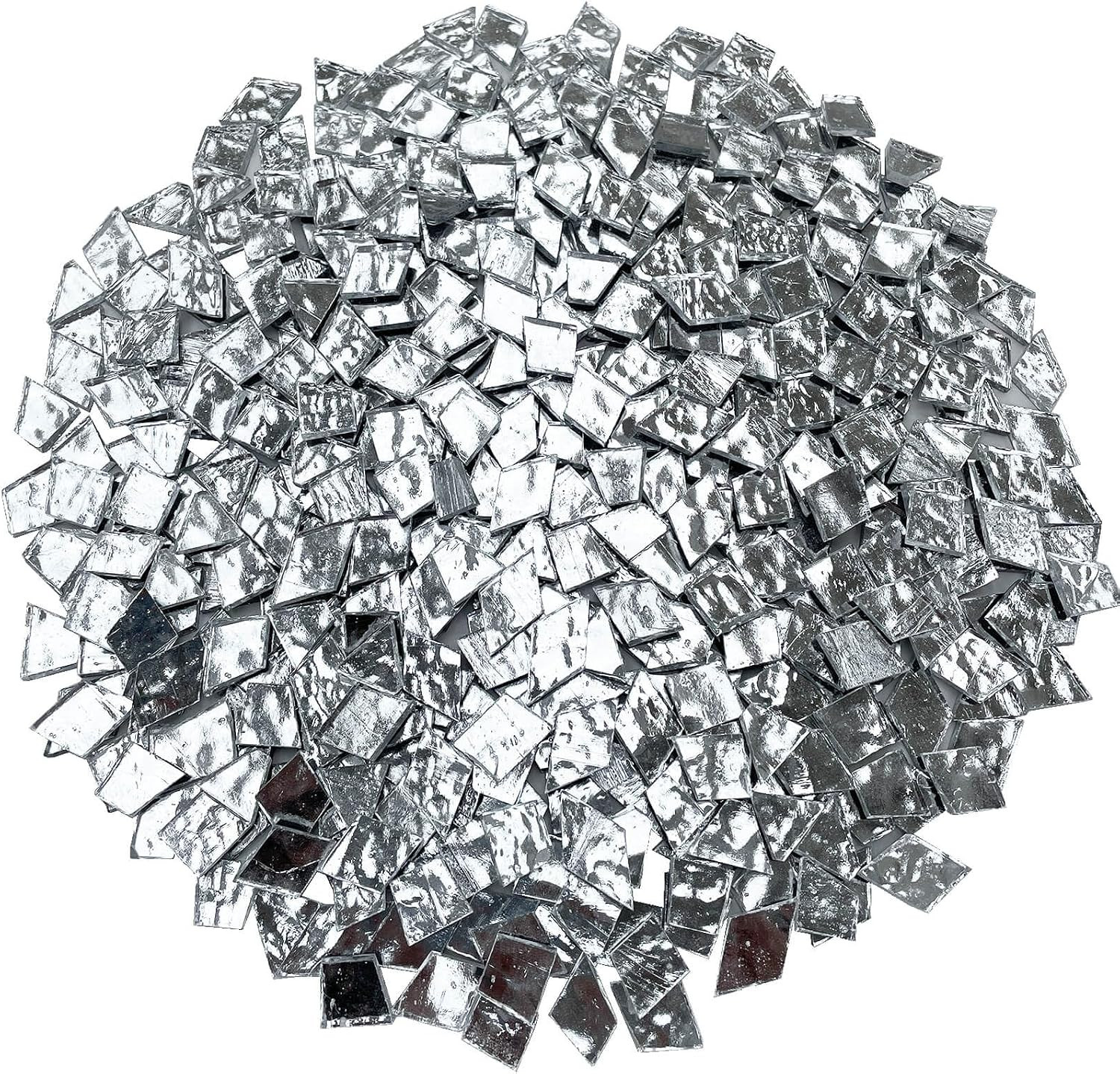 1.1LB Shiny Silver Irregular Glass Mosaic Tiles with Black Backing – Ideal for M
