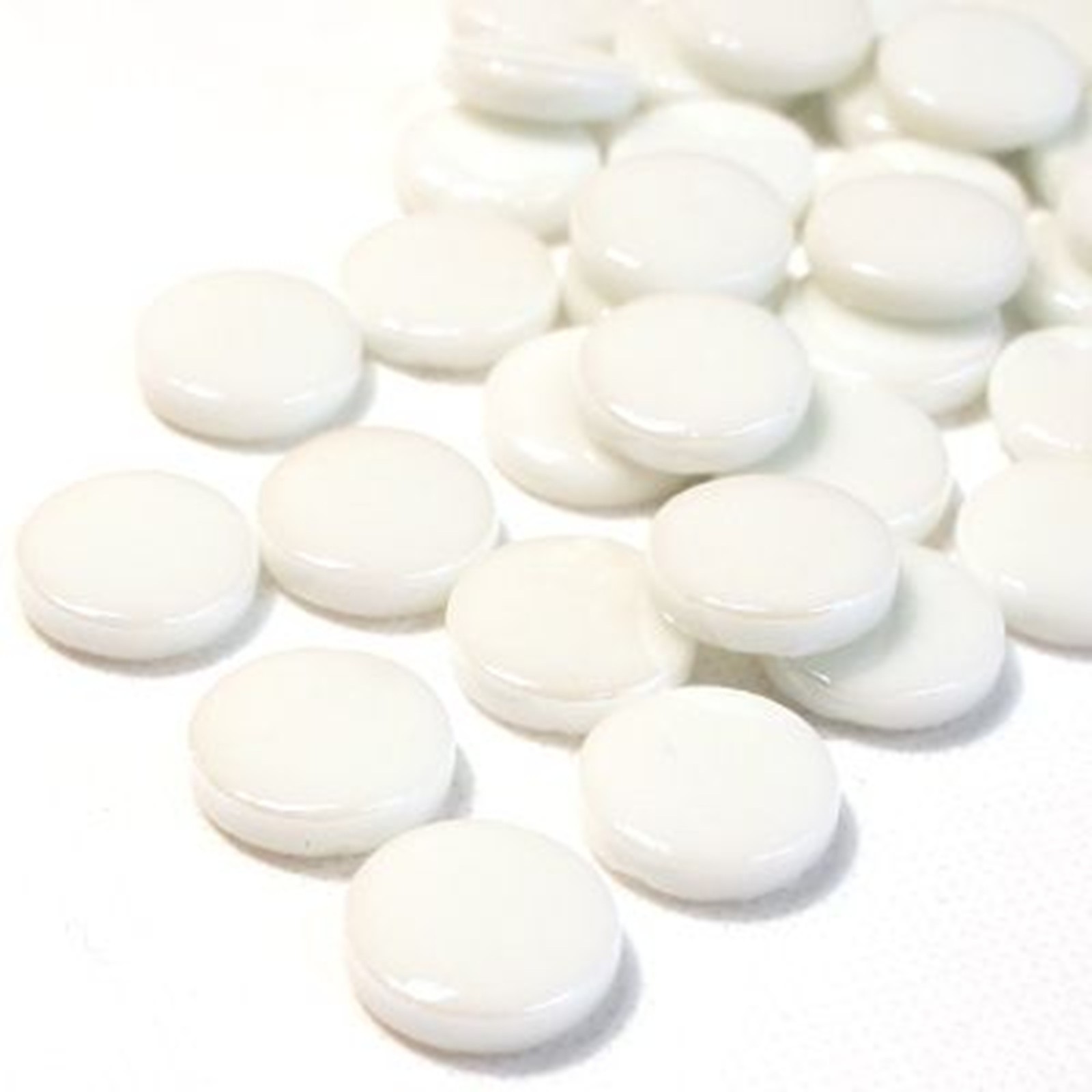 25 tiles White 18 mm Recycled Glossy Round Glass Mosaic Tile Pieces – 4 mm