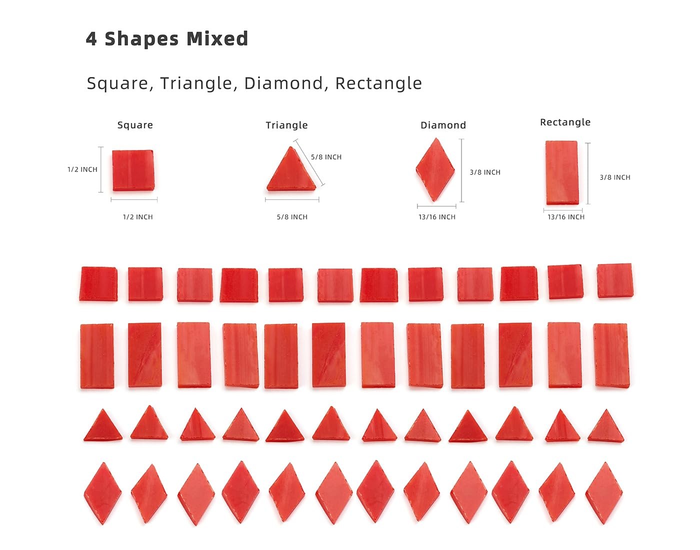 200 Pieces Glass Mosaic Tiles for Crafts,4 Shapes Mixed Colorful Tiffany Stai…