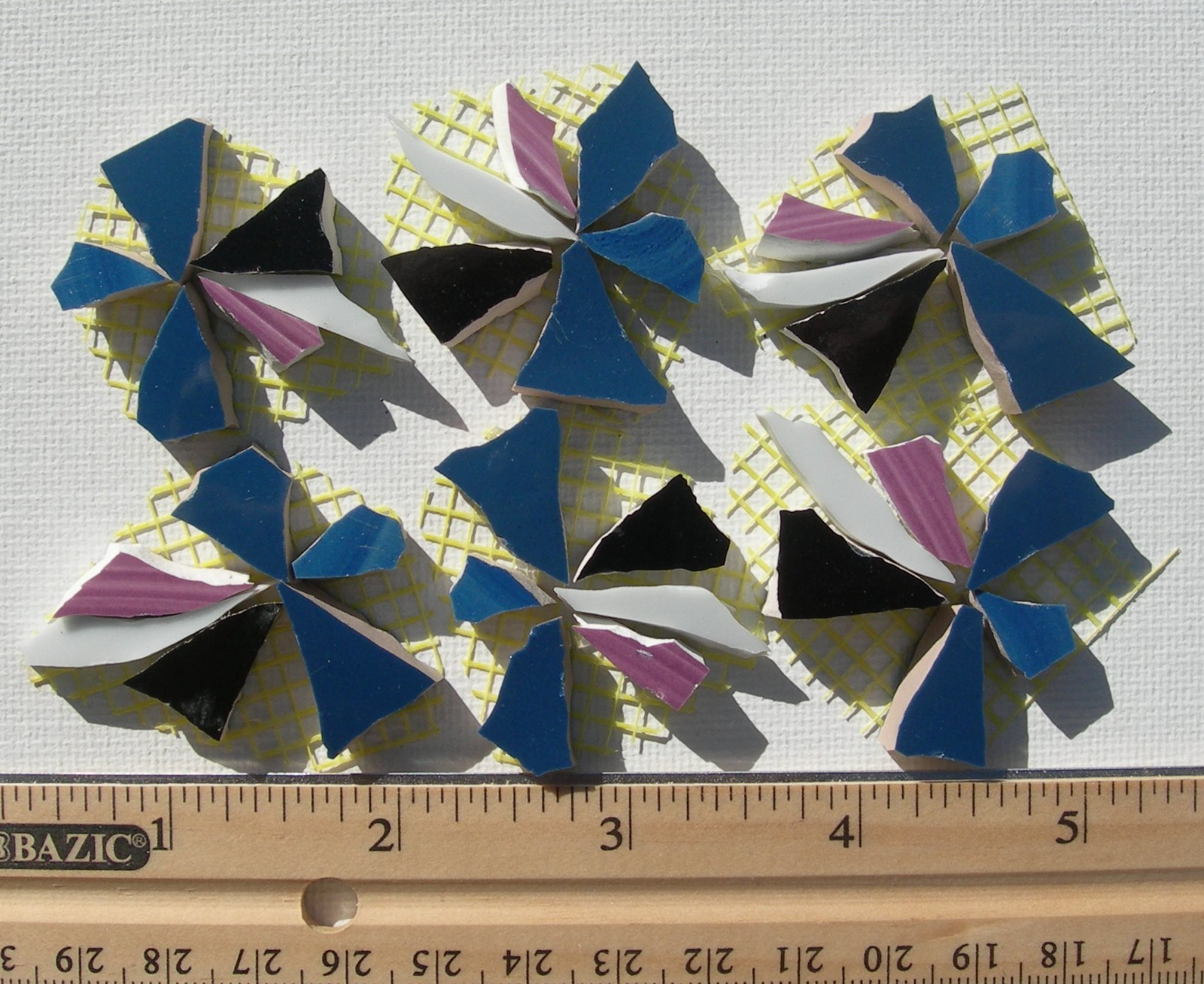 1.5″ Dark Blue Floral Mosaic Tile Set-Broken Cut China Plate Craft Tiles