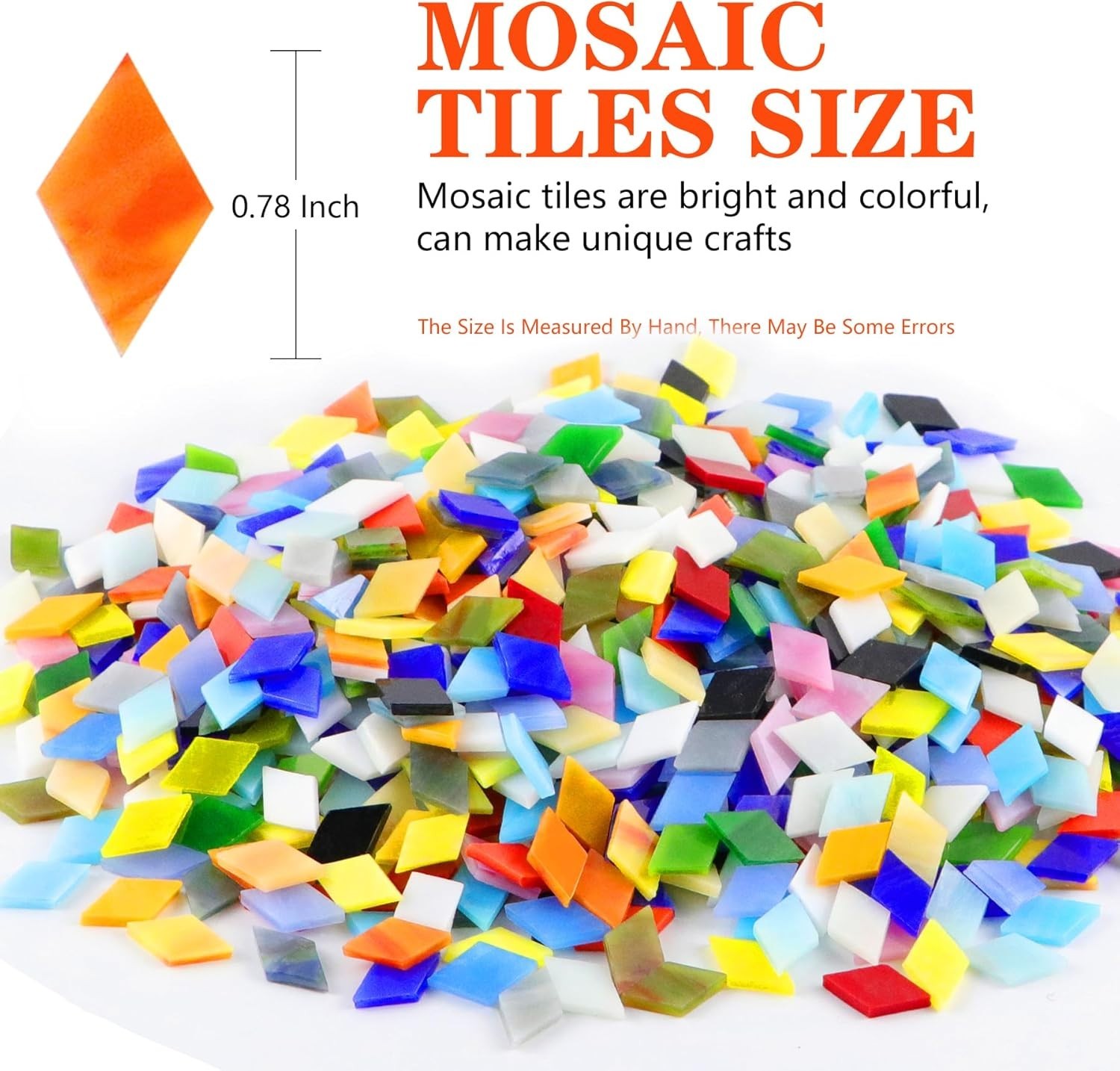 Rhombus Shaped Glass Mosaic Tiles, 1000 Count for Creative Home Crafts
