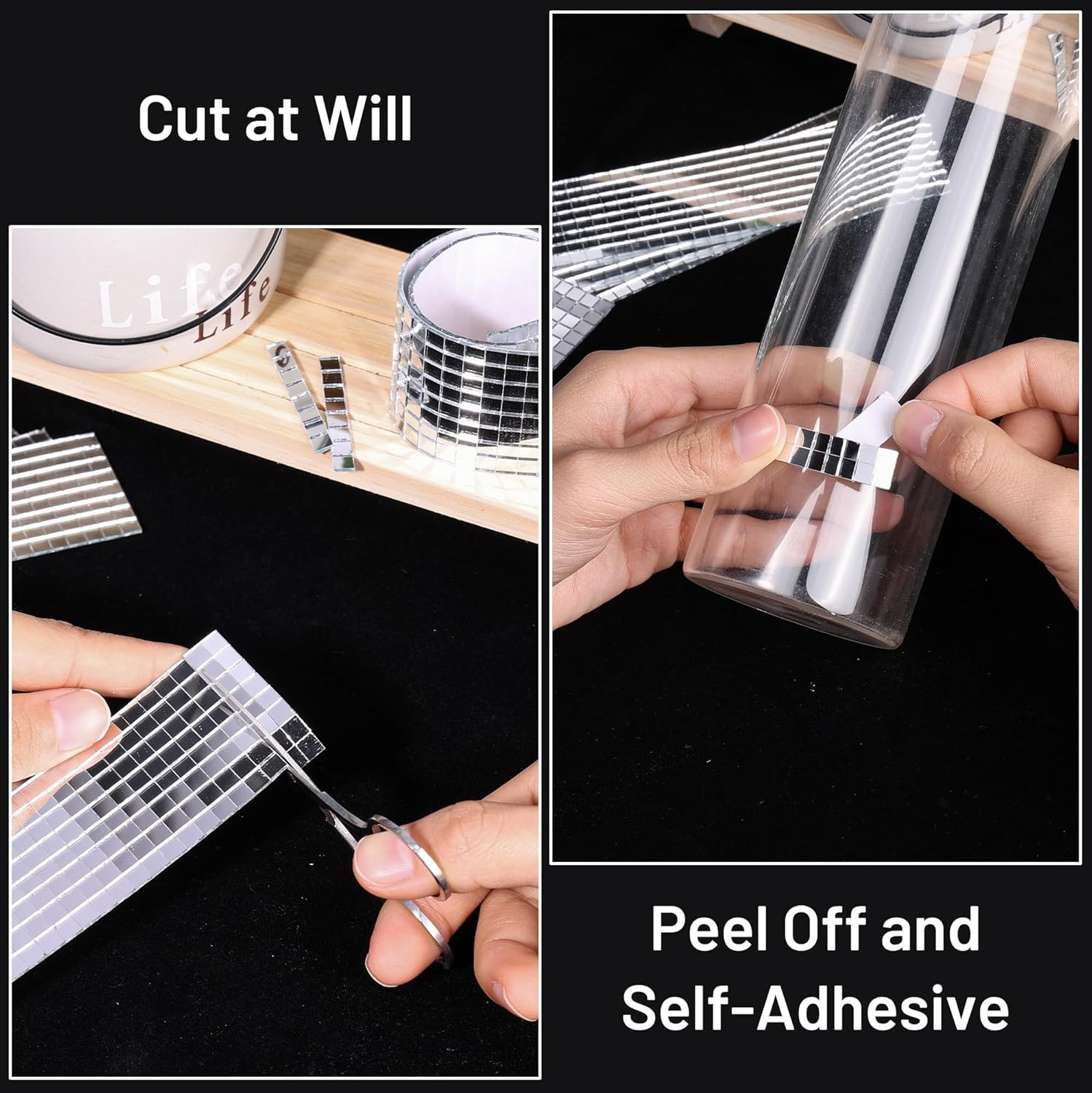 16000 PCS Disco Ball Tiles – 1 Roll 5 X 5 Mm Self-Adhesive Glass Mirror Tiles fo