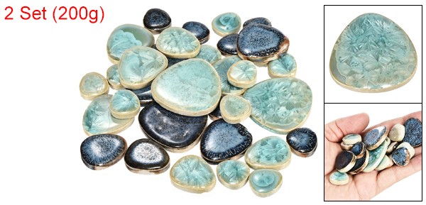 200g Ceramic Mosaic Tiles Pebble Blue Green Ceramic Tiles