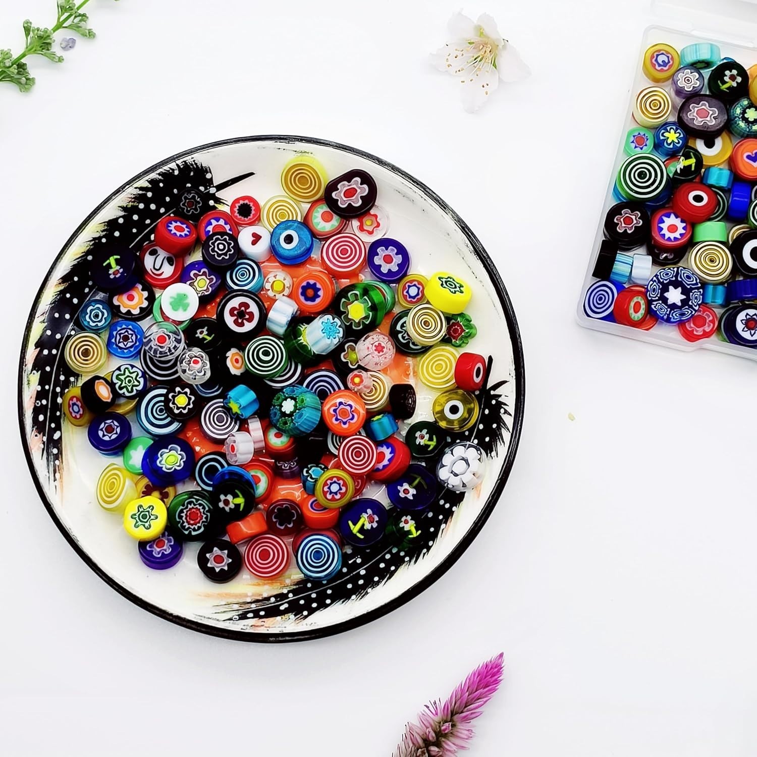 Flat Glass Millefiori for Mosaic Making Supplies, Mosaic Tiles for Crafts with A