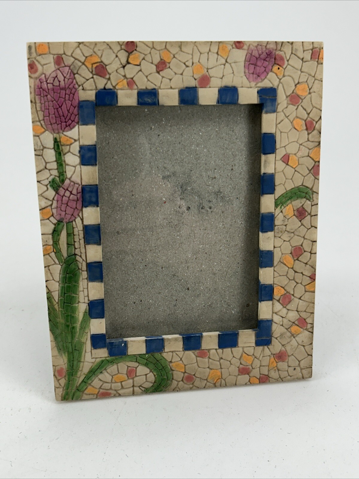 Ceramic Mosaic Look Flower Garden Picture Photo Frame 3.5″x5″