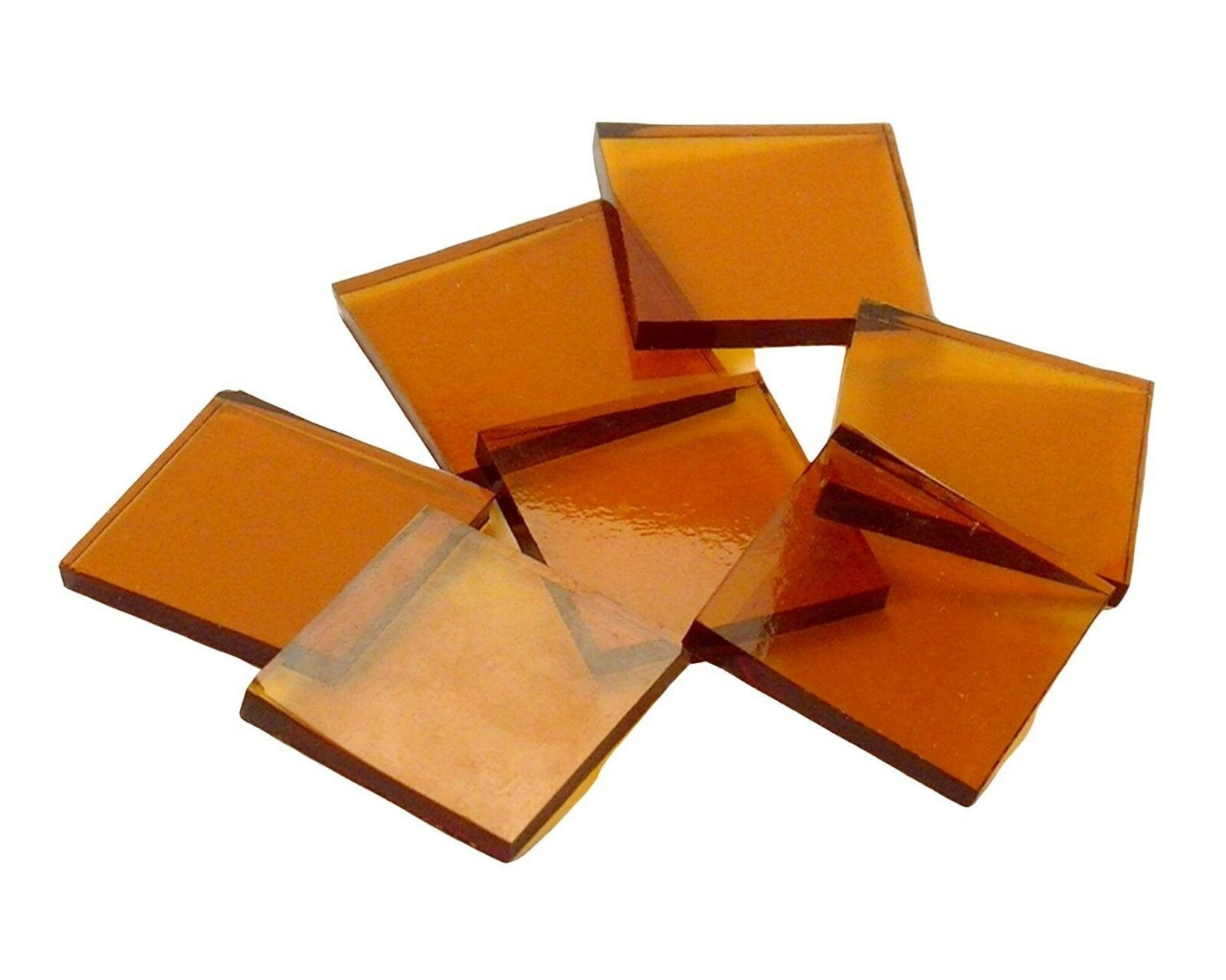 Medium Amber Cathedral Squares | Fusible 96 | Cut Mosaic Glass Tile Shapes
