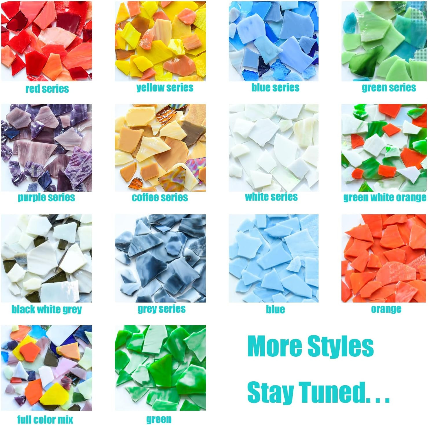 7Oz Mixed Stained Mosaic Glass Pieces Sheets, Large Broken Glass Mosaic Tiles fo