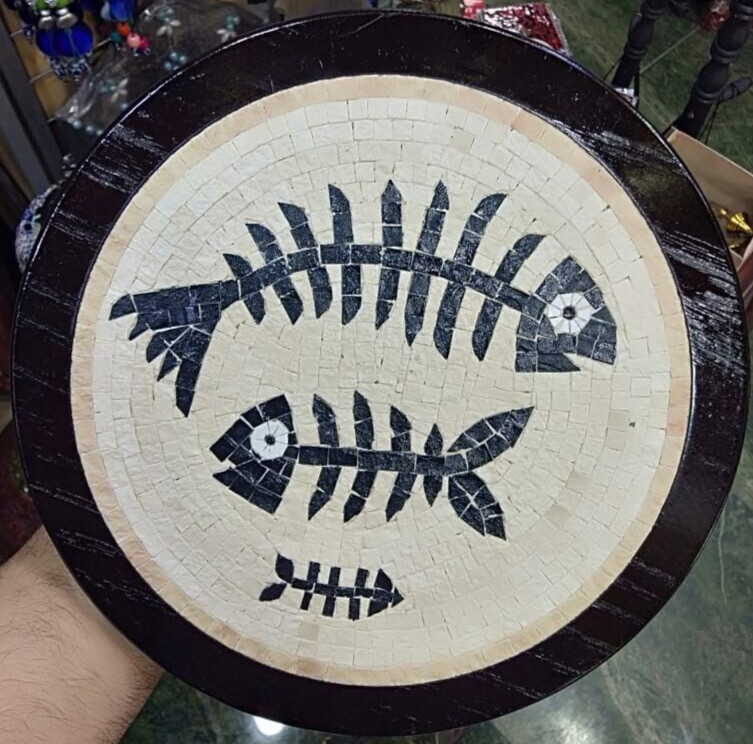 Exquisite Mosaic Stones and Olive Tree Wood Artwork – Unique Handcrafted Piece