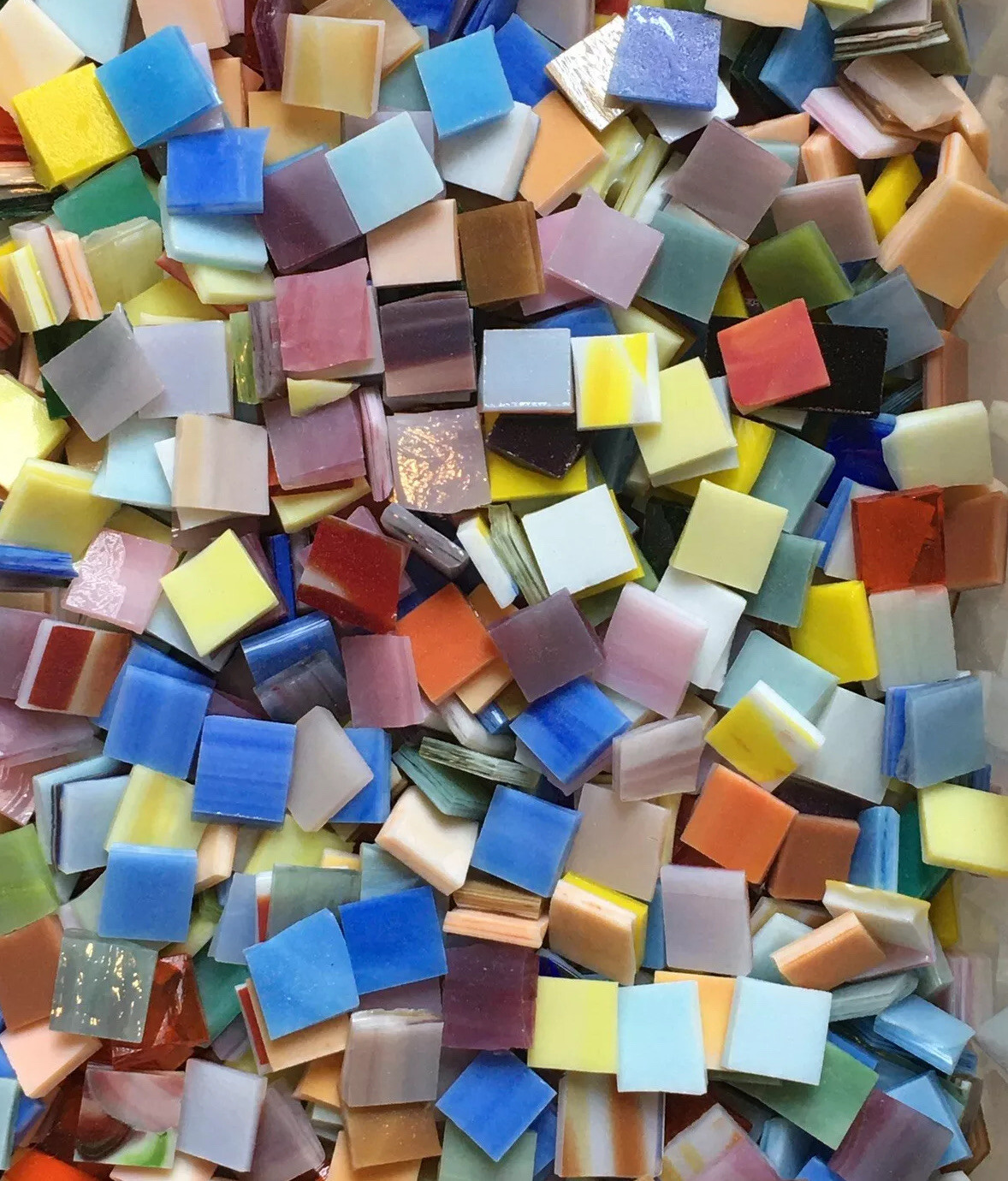 100 MOSAIC STAINED GLASS TILE SPECTRUM 1/2” HANDCUT MIX SUMMER COLORS USA SELLER