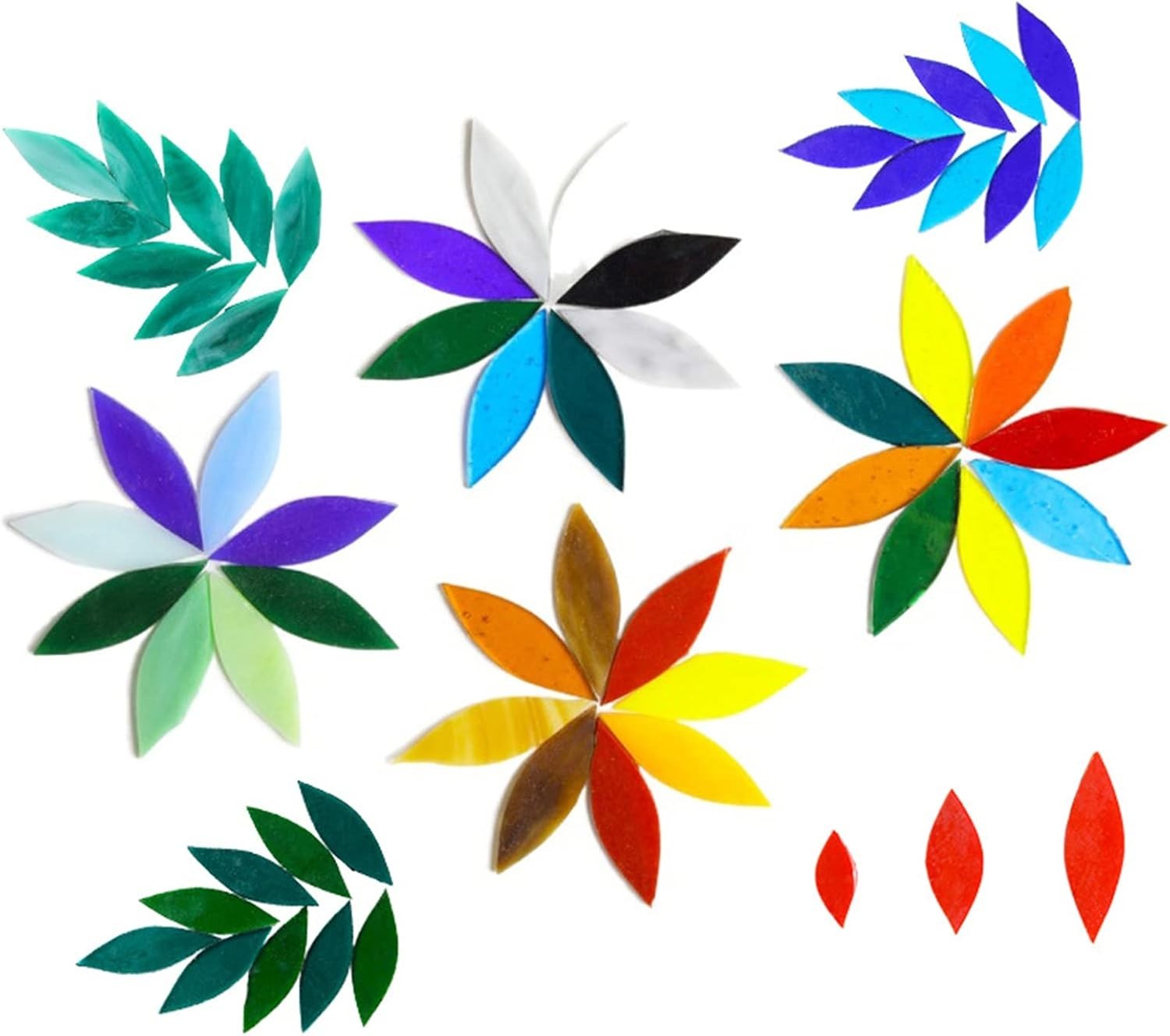 80pcs Orange Glass Petal Leaves Mosaic Tiles – Perfect for Colorful Crafting