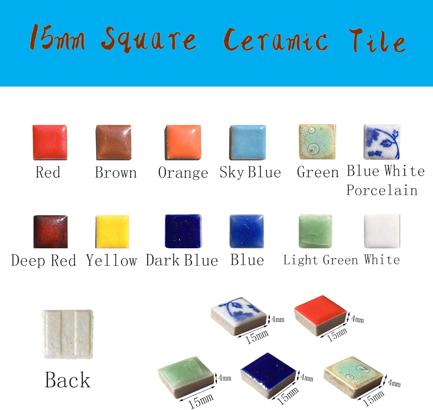 200G Square Brown Ceramic Tiles Mosaic Tiles, Colorful Ceramic Mosaic Pieces Art