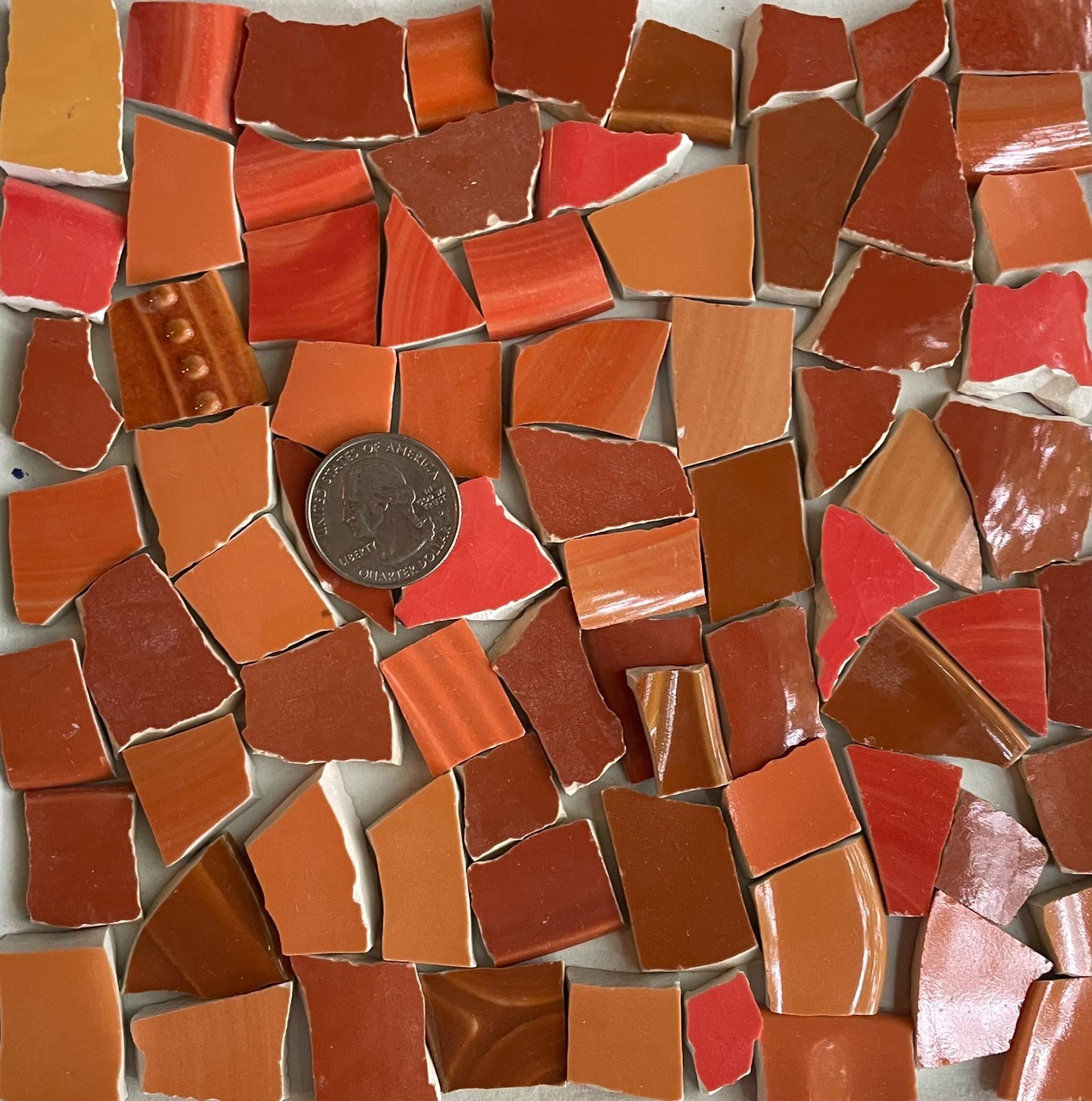Broken China Mosaic Art Crafts Supplies – Rich Shades of Orange Tiles F487