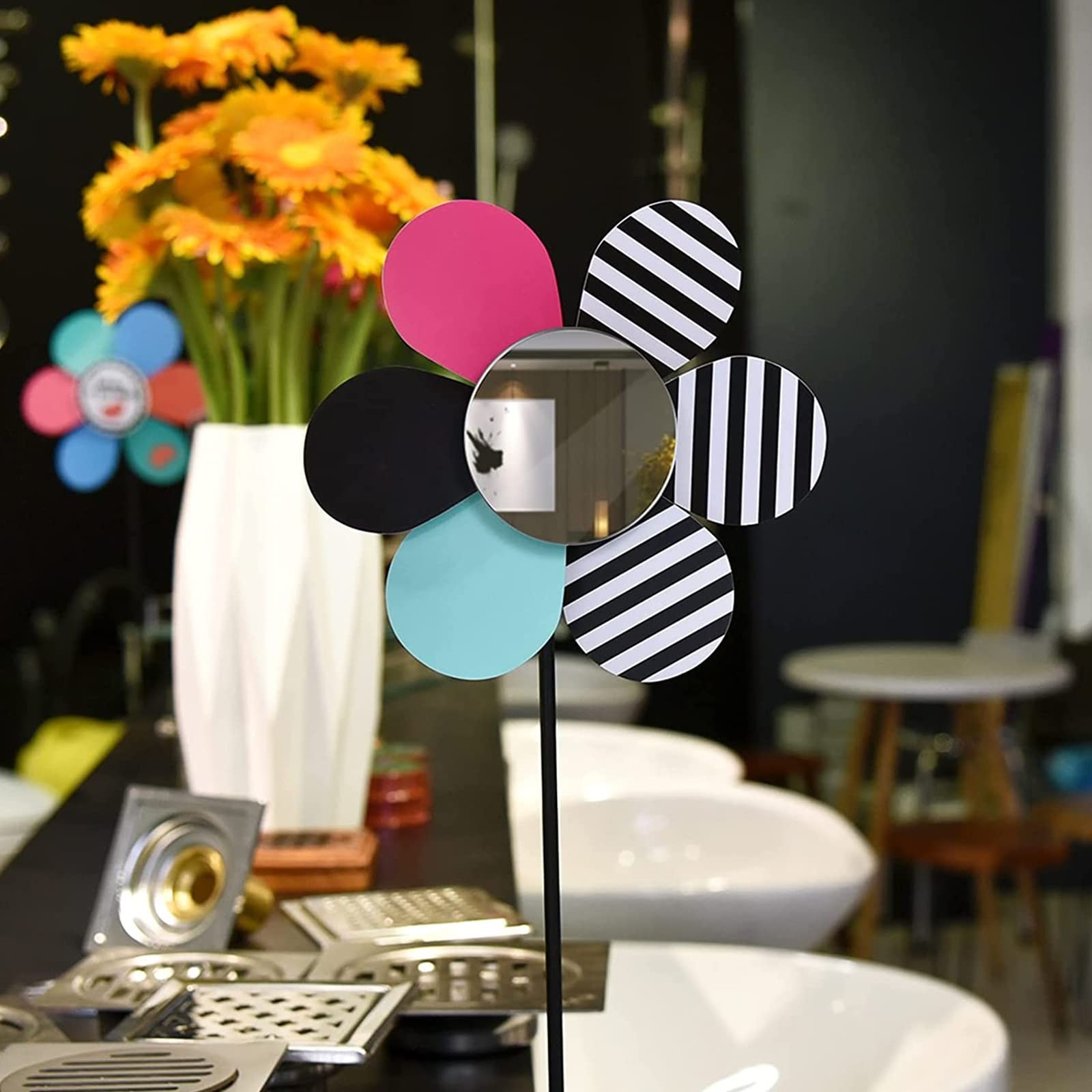 25 PCS Small Round Mirrors For Crafts Adhesive Tiles Centerpieces DIY 5 Inch