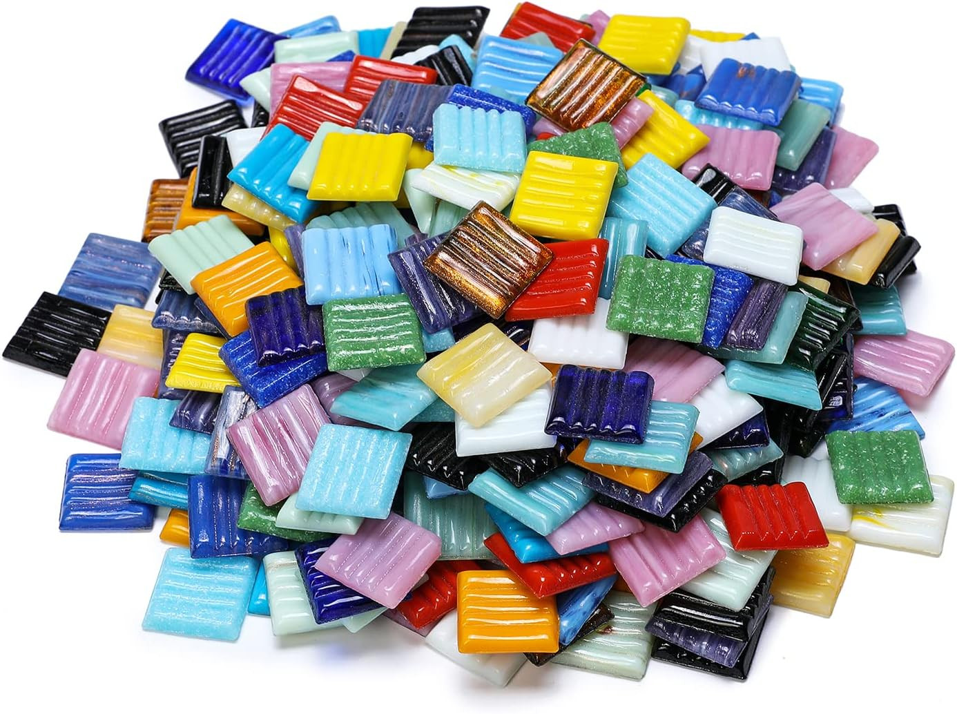 3/4 Inch Metallic Glass Mosaic Tiles Variety Mix Color Vitreous Square Mosaic Pi