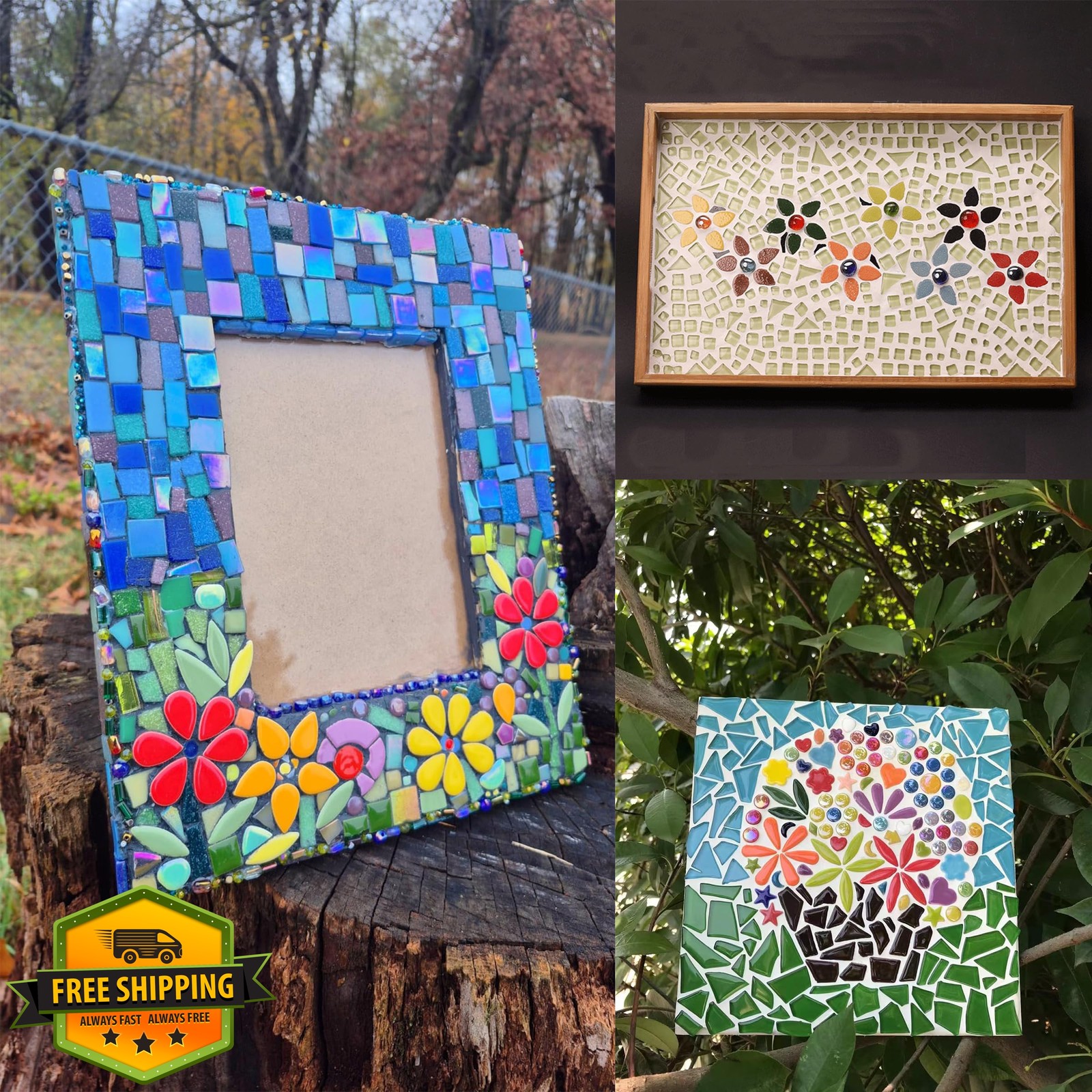 EDFLIFE Mosaic Tiles 7oz Iridescent Drop Art Crafts