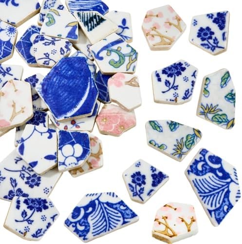 1 Box 200G Broken Porcelain Tiles Irregular China Mosaic Tiles Blue and White Po