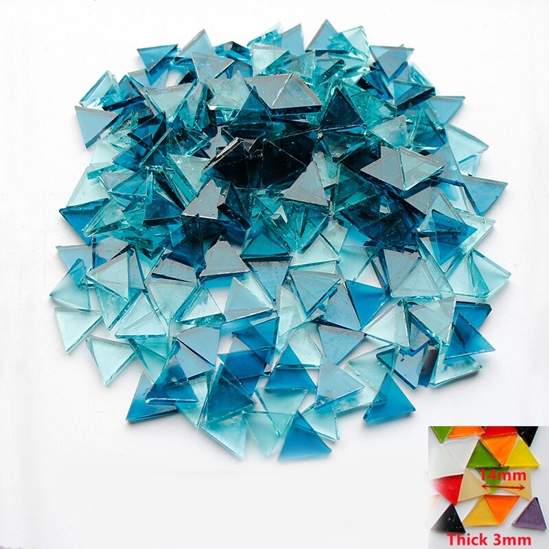 200g Stained Glass Kit Bulk Mosaic Tiles Triangle Shape DIY Craft Flowerpot