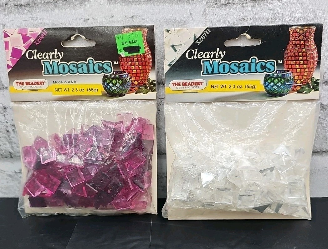 New Lot Of 8 The Beadery Clearly Mosaics Grout And Mosaic Tiles Craft Set