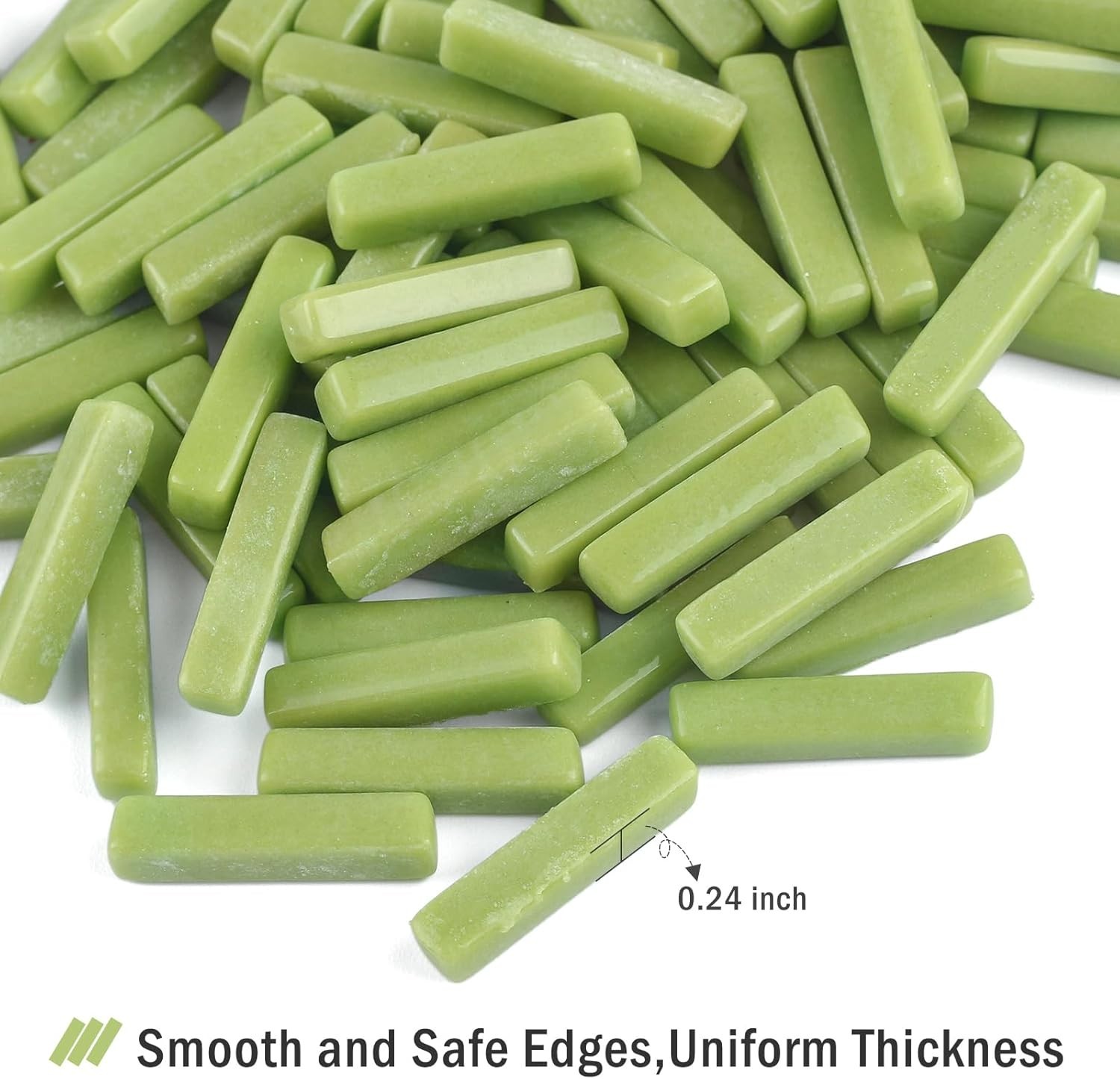 Polished Green Mosaic Glass Pieces – 150g Craft Tiles for Beginners