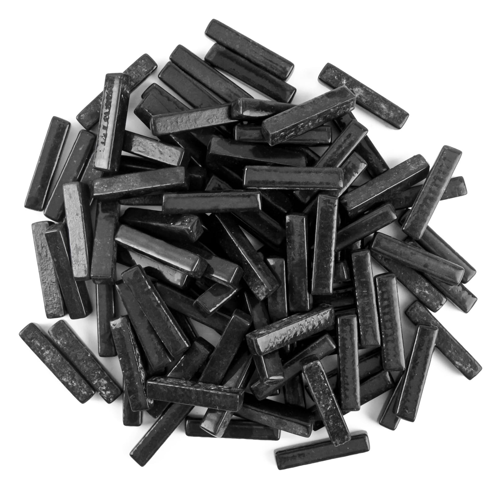 150g Black Glass Mosaic Tiles Strips Bulk for Crafts Garden Art DIY Projects