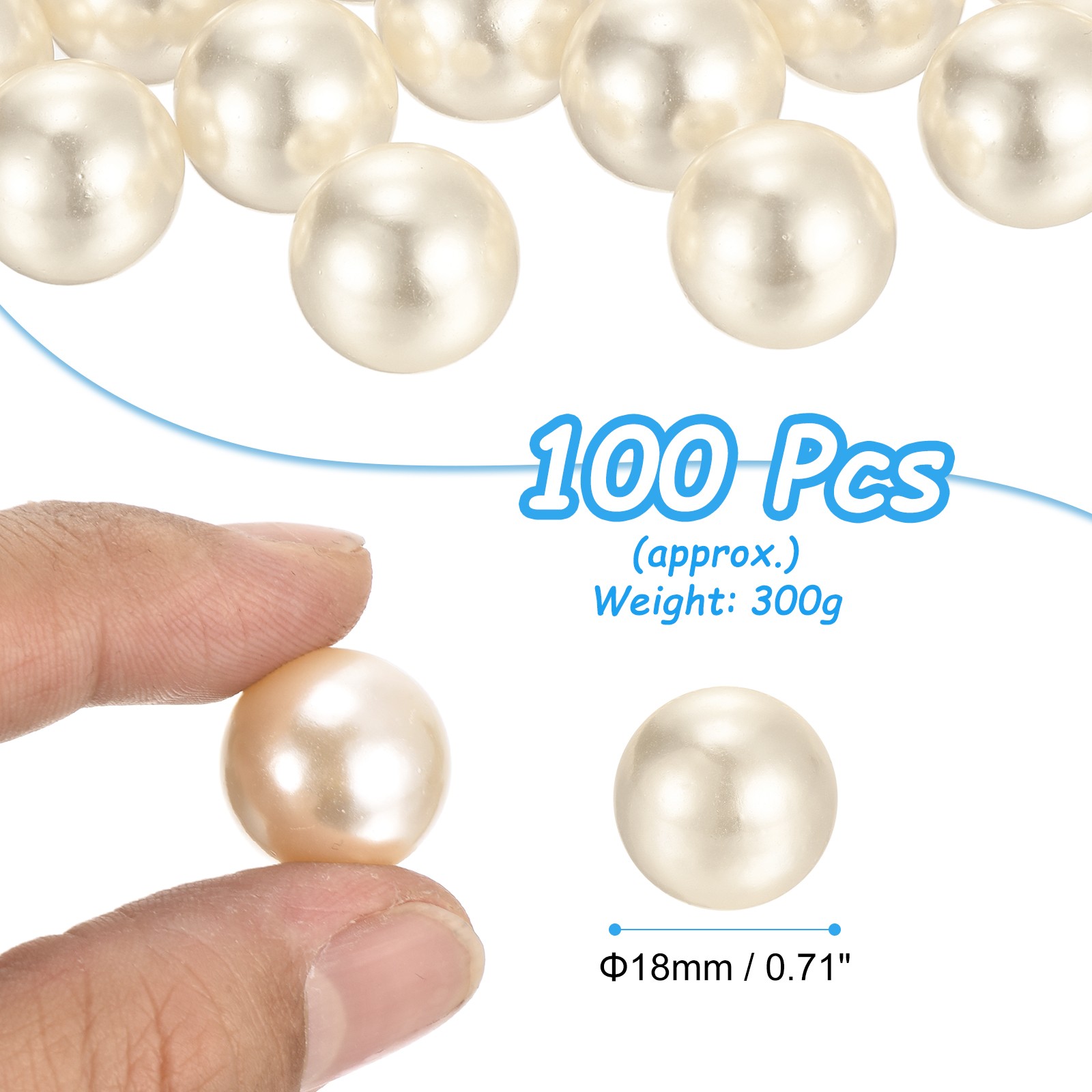 100pcs 18mm Cream White Pearl Beads ABS Faux Vase Fillers 300g Ornament Filler