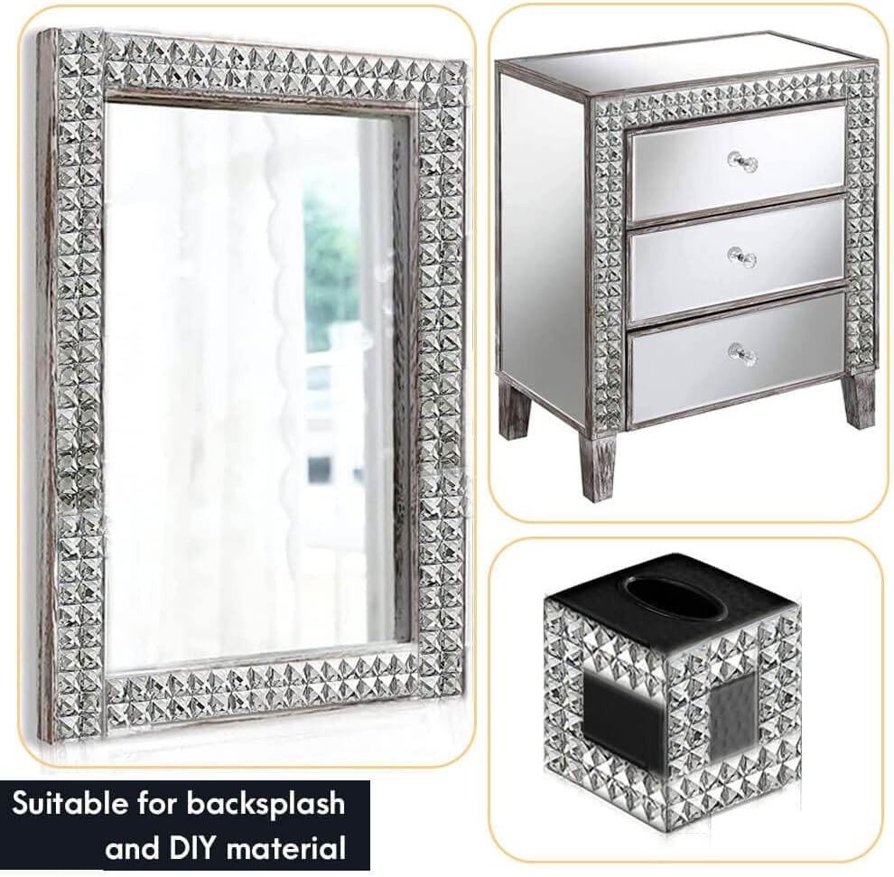 Crystal Diamond Mirror Tile – Peel and Stick, 5 Sheets