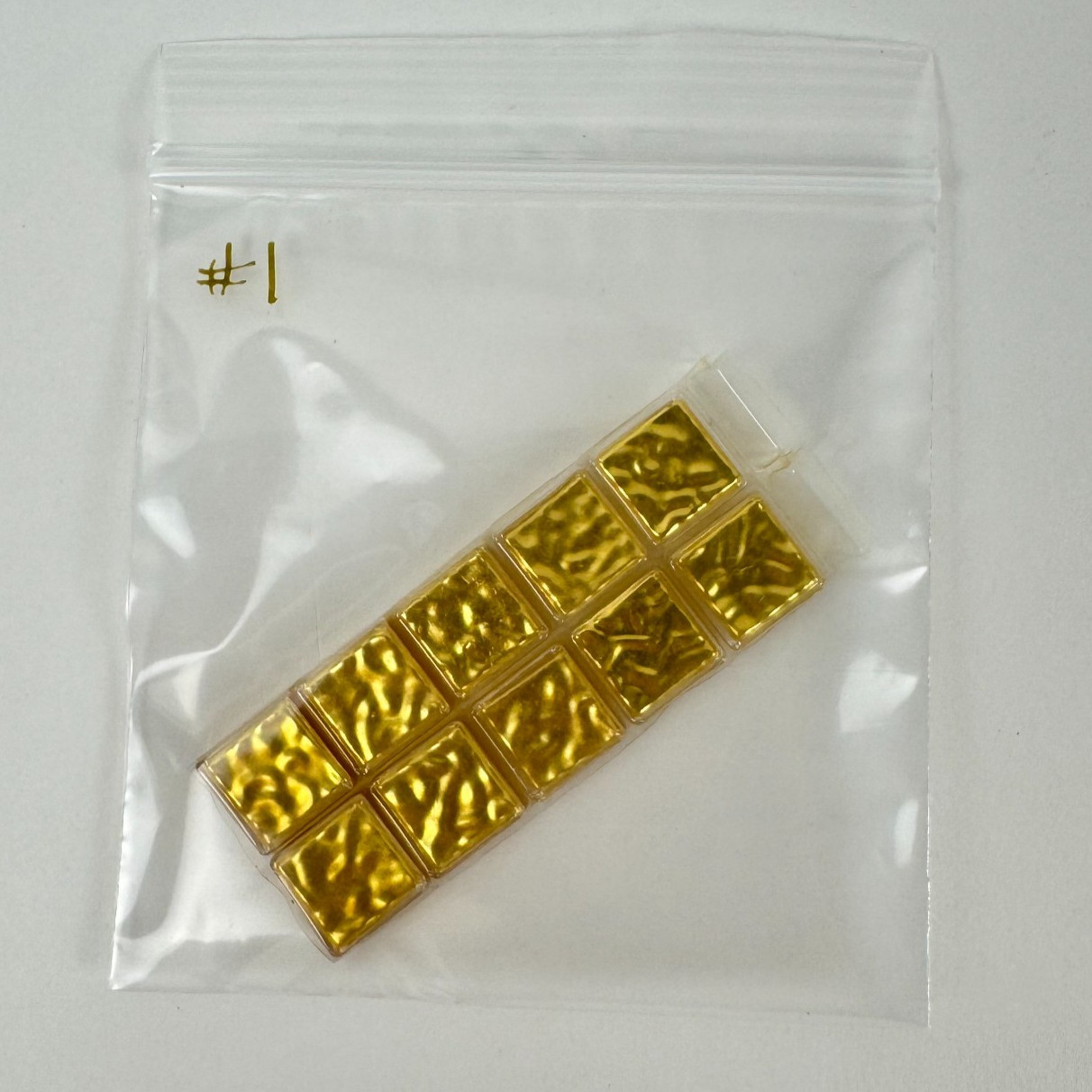24kt Gold Mosaic Glass WAVY 10mm (3/8 Inch) 10 pieces NEW
