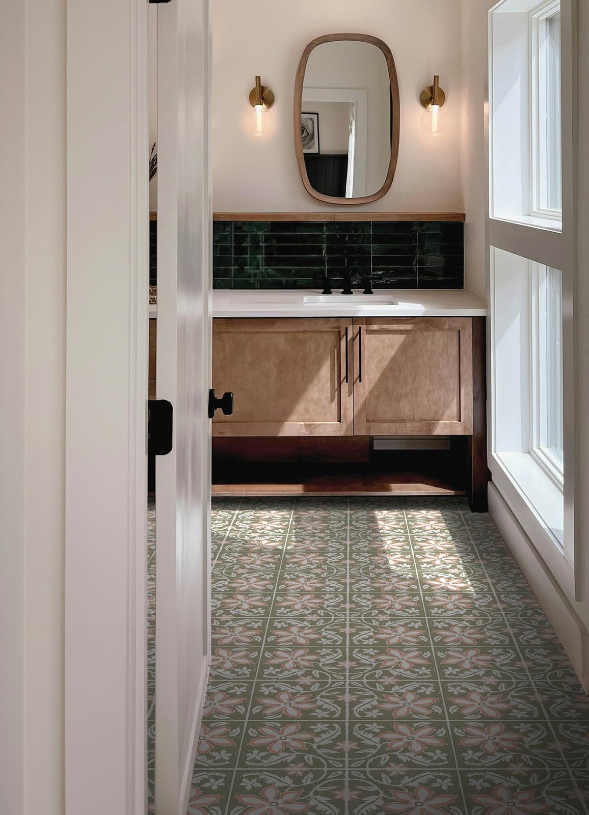 FP6303 Lillium Green Peel and Stick Floor Tiles 12×12 Inch Self Adhesive