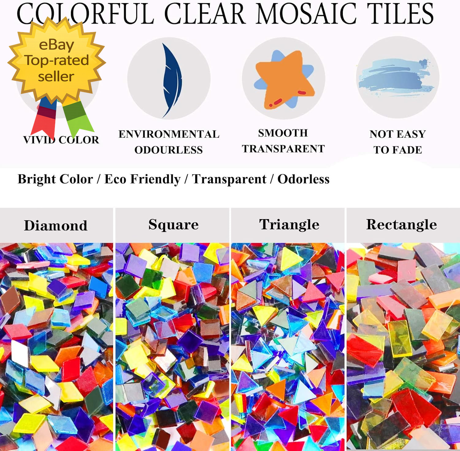 1100 Pcs Glass Mosaic Tiles Bulk Stained Mosaic Pieces Crafts DIY HomeDecoration