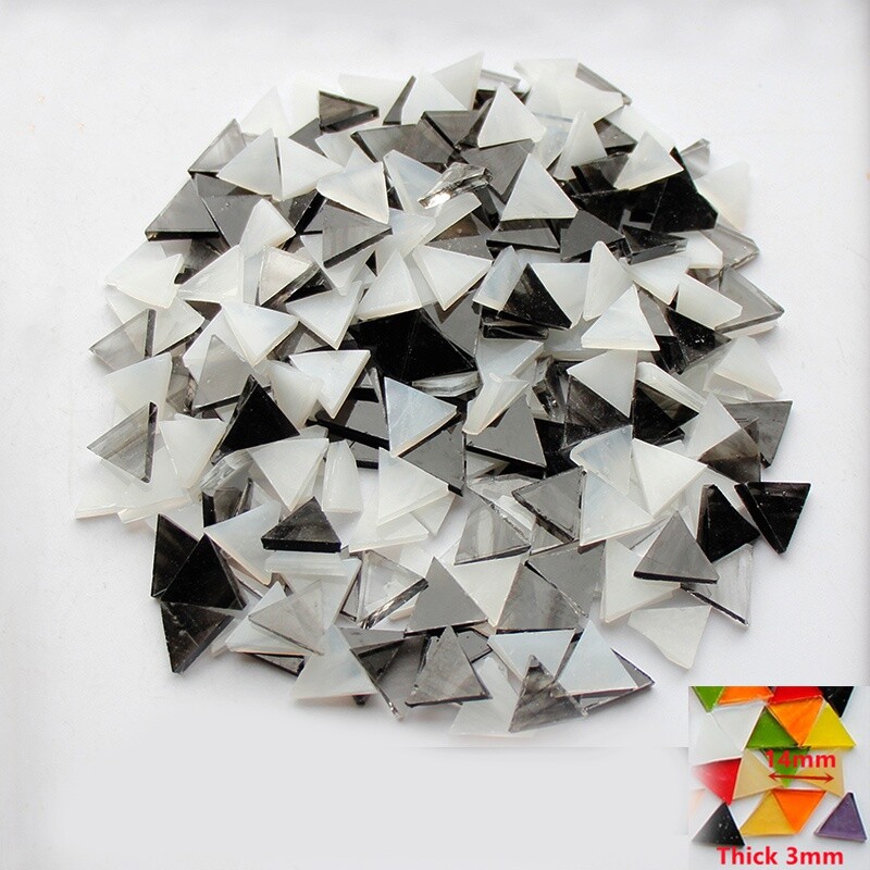 200g Stained Glass Kit Bulk Mosaic Tiles Triangle Shape DIY Craft Flowerpot