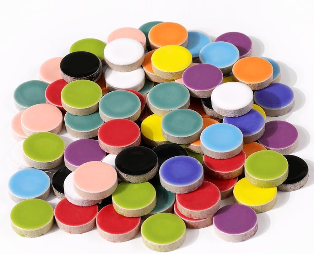 200G Ceramic Mosaic Tiles Pieces, Heart Star Oval round Flower Shape Mosaics for